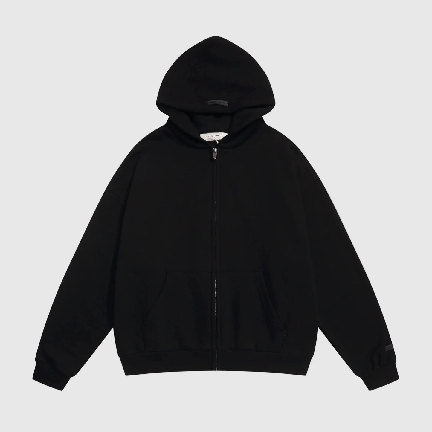 Essentials Fear Of God Zip Black Hoodie