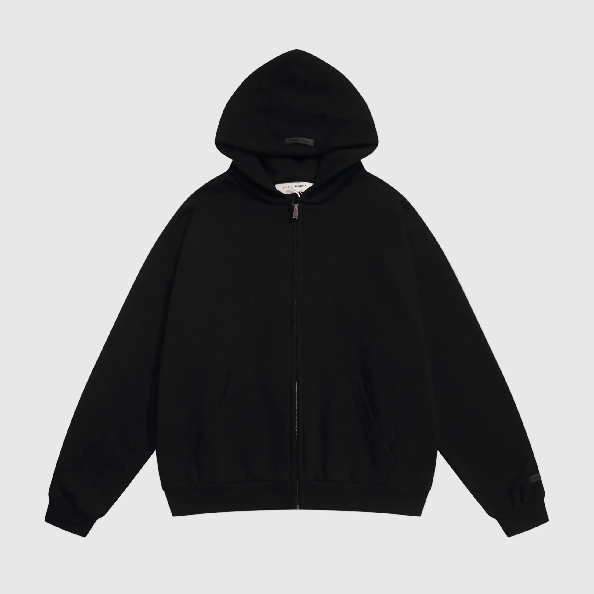 Essentials Fear Of God Zip Black Hoodie