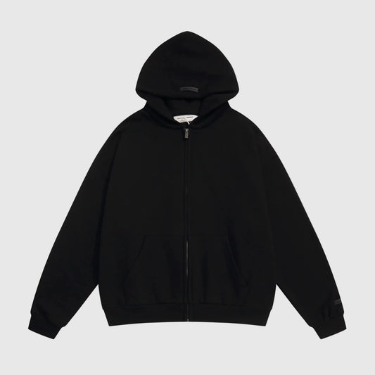 Essentials Fear Of God Zip Black Hoodie