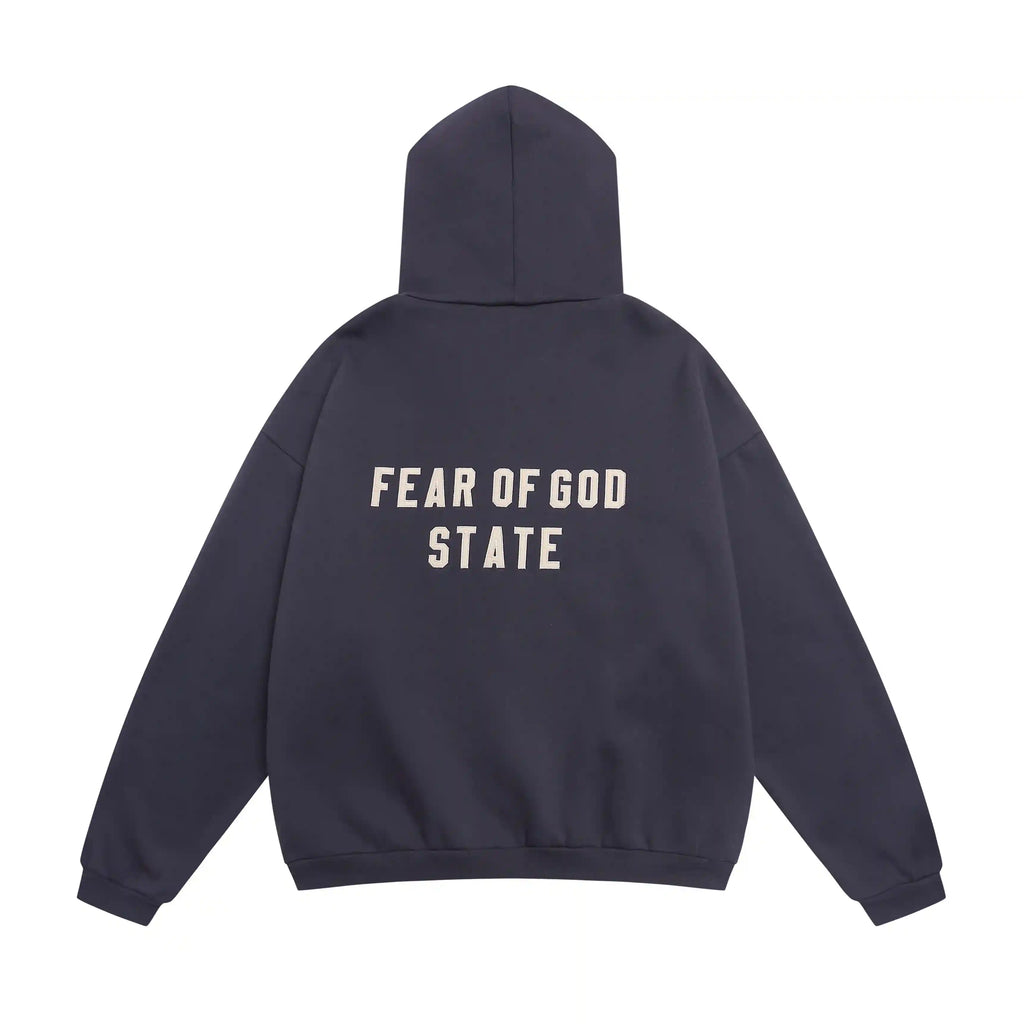 Essentials Fear Of God Zip Blue Fog State Hoodie