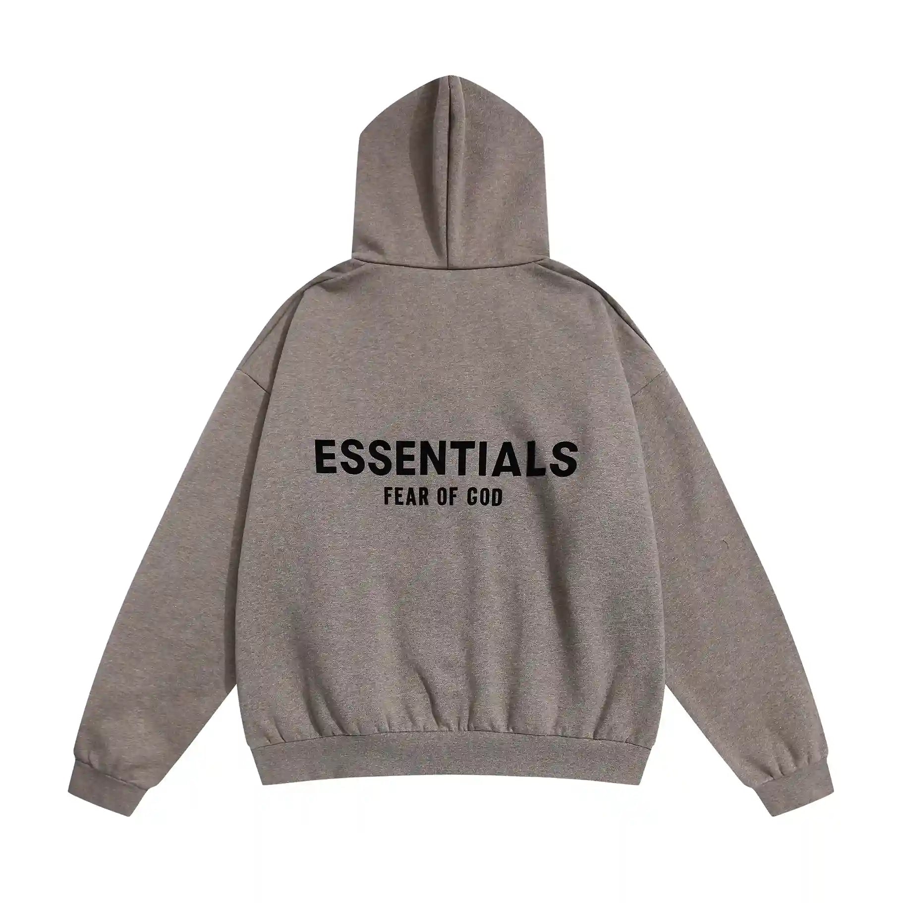 Essentials Fear Of God Zip Dark Heathered Oatmeal Hoodies