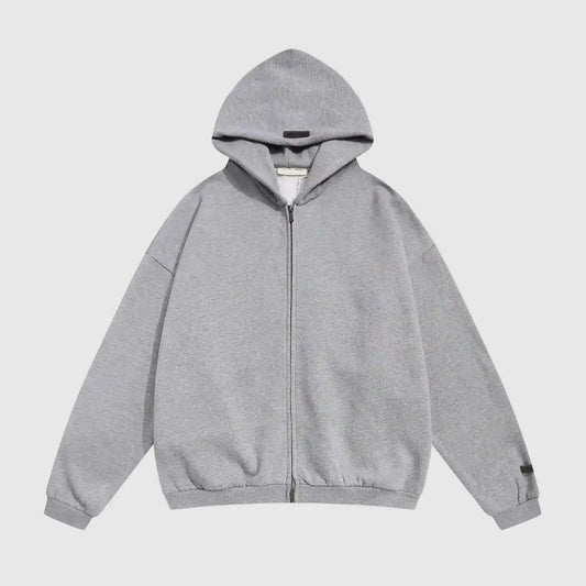 Essentials Fear Of God Zip Gray Hoodie
