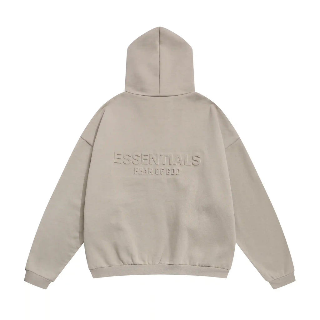 Essentials Fear Of God Zip Heathered Gray Hoodies