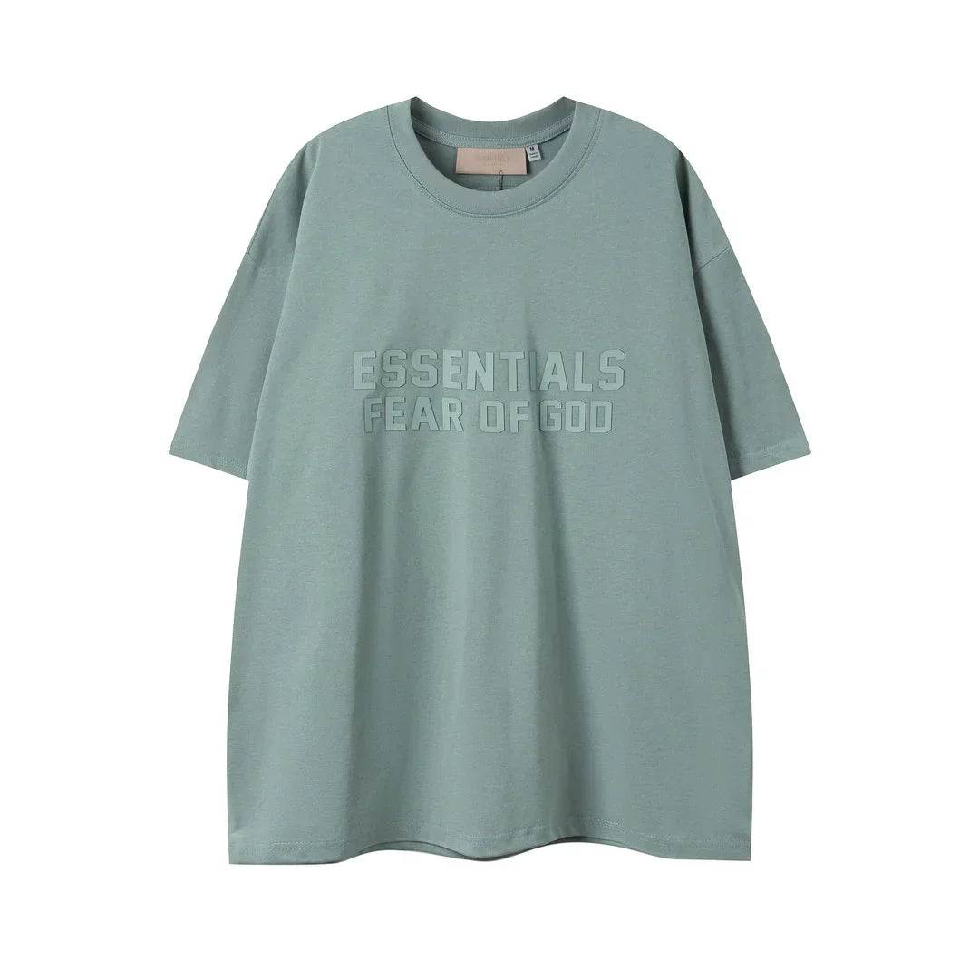 Essentials mint blue casual streetwear tee by Fear of God outfit