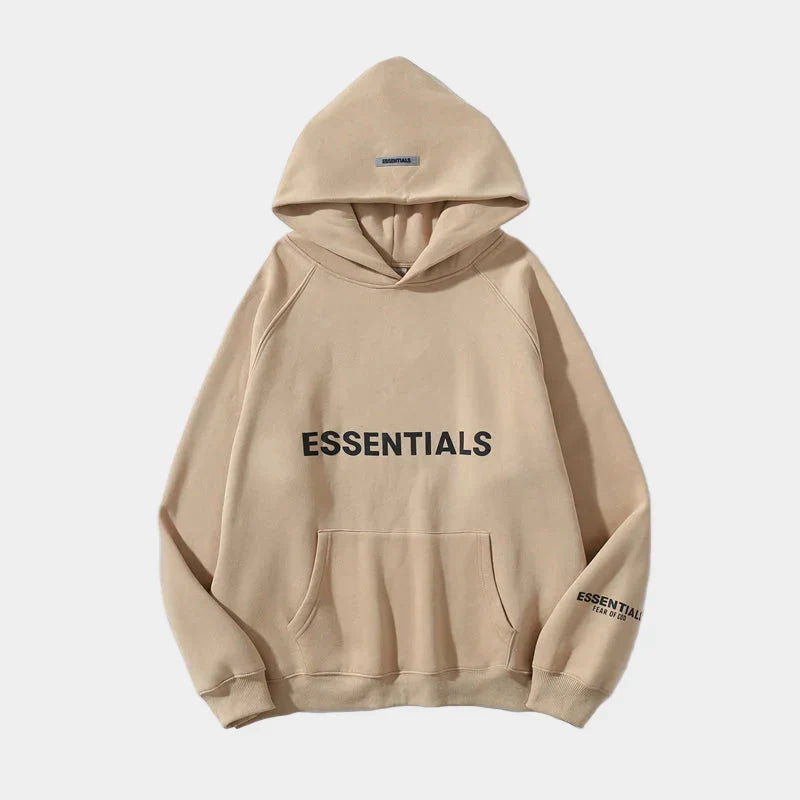essentials oversized brown hoodie relaxed fit streetwear