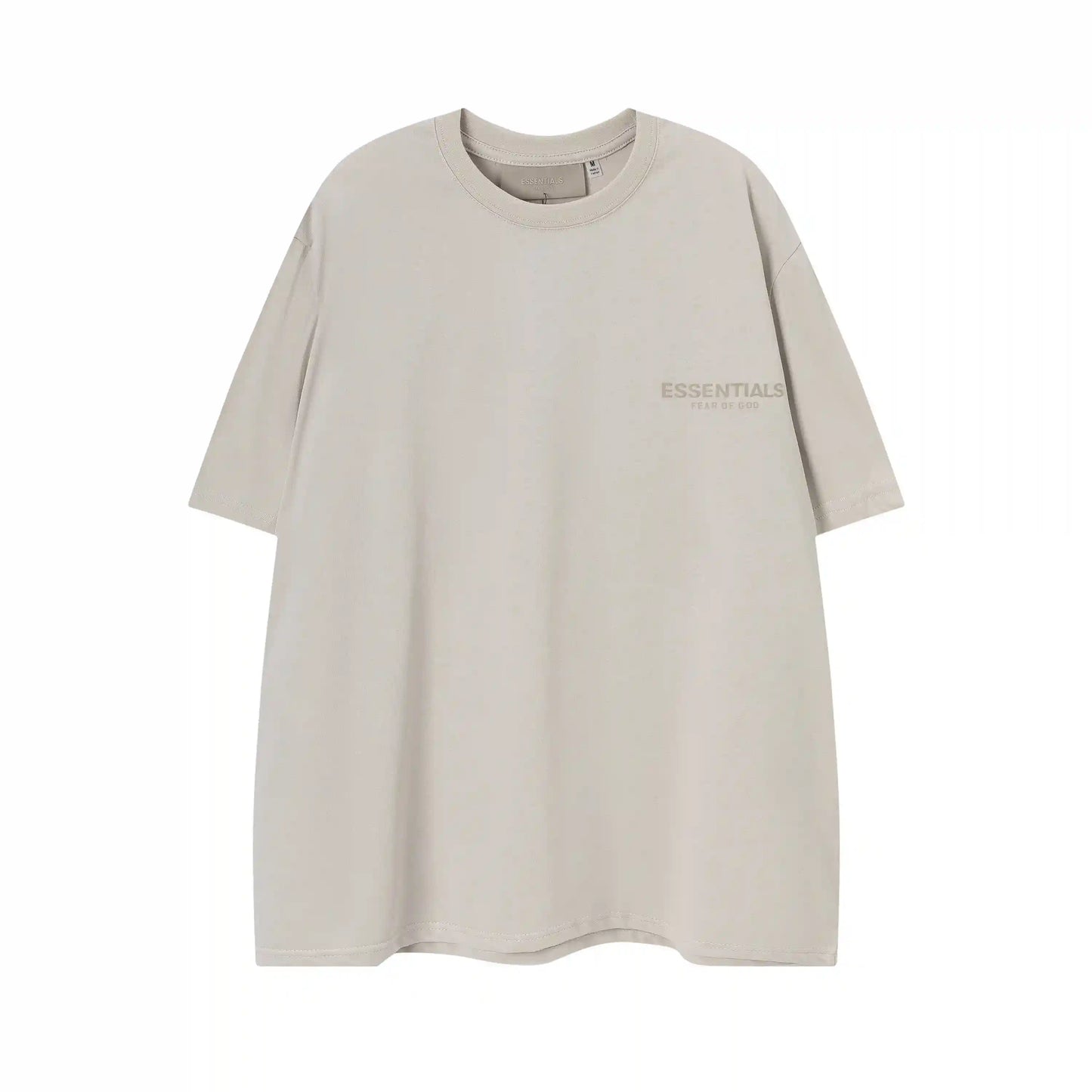 Classic crew neckline on essentials dark oatmeal t-shirt by Fear of God