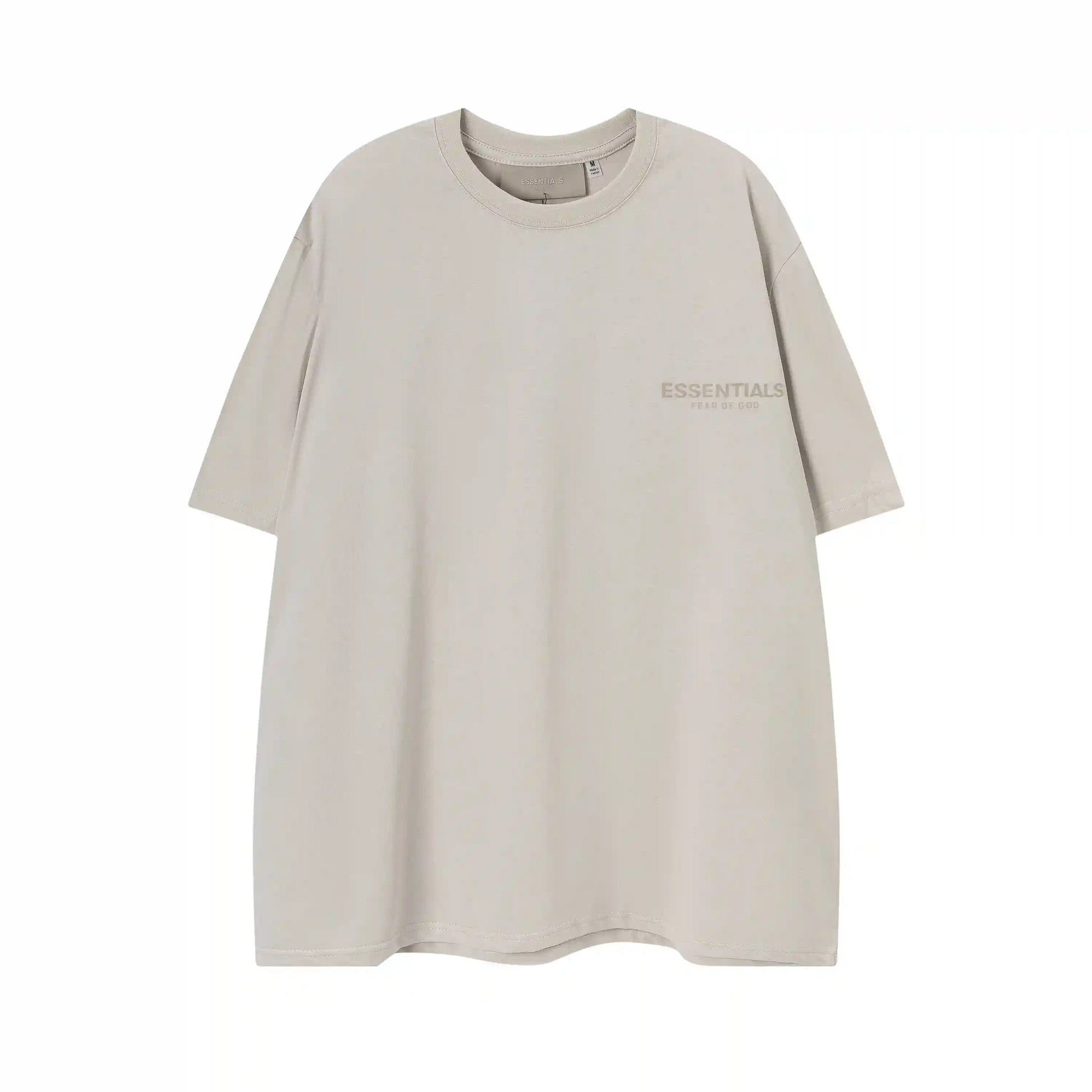 Classic crew neckline on essentials dark oatmeal t-shirt by Fear of God