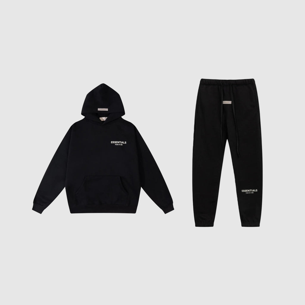 FEAR OF GOD ESSENTIALS Clothing Black Hooded Tracksuit 1