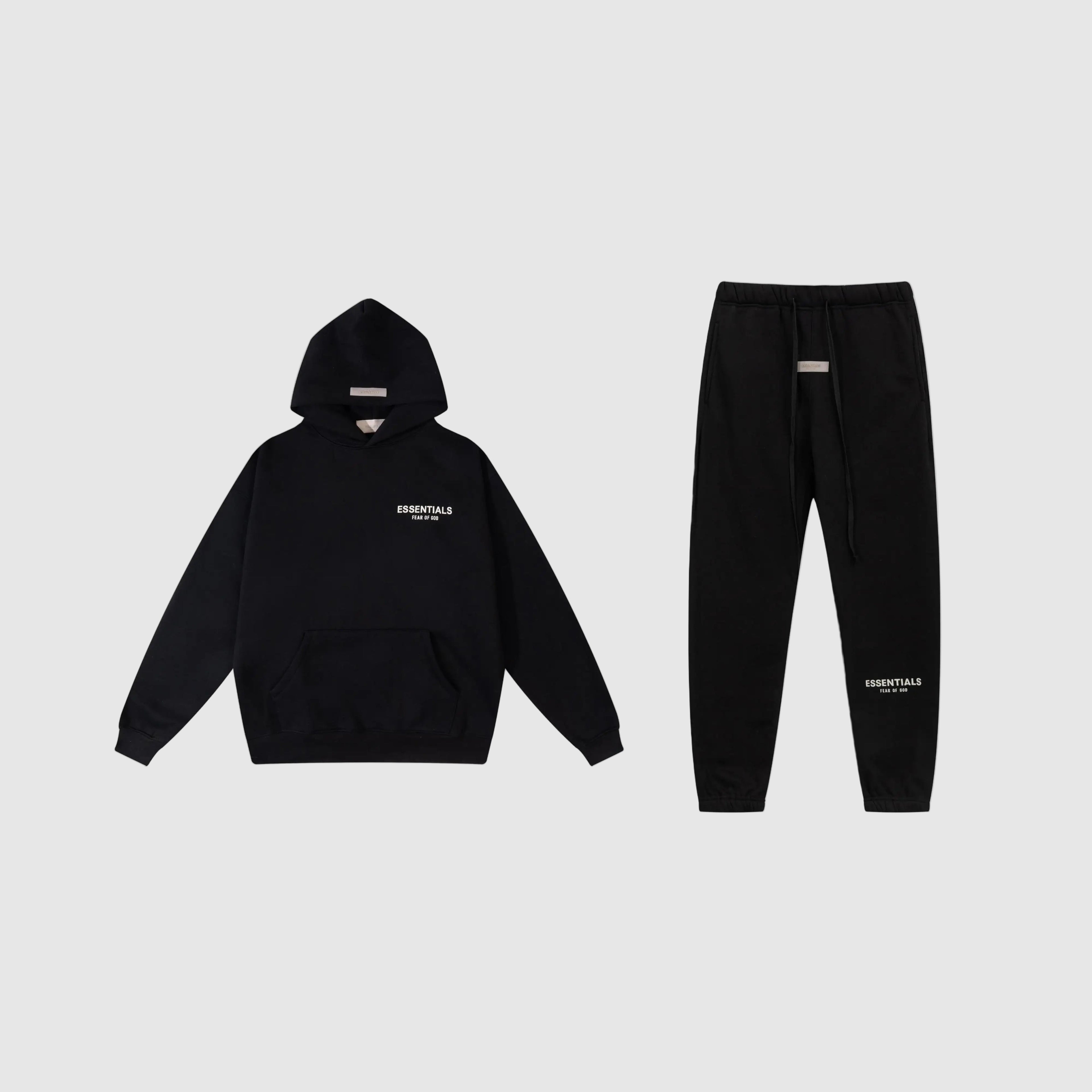 FEAR OF GOD ESSENTIALS Clothing Black Hooded Tracksuit 1