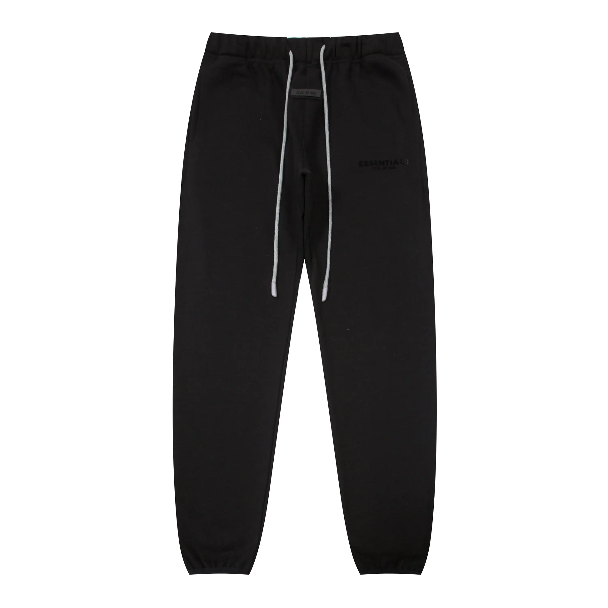 Fear of God Essentials black tracksuit back view hood and joggers
