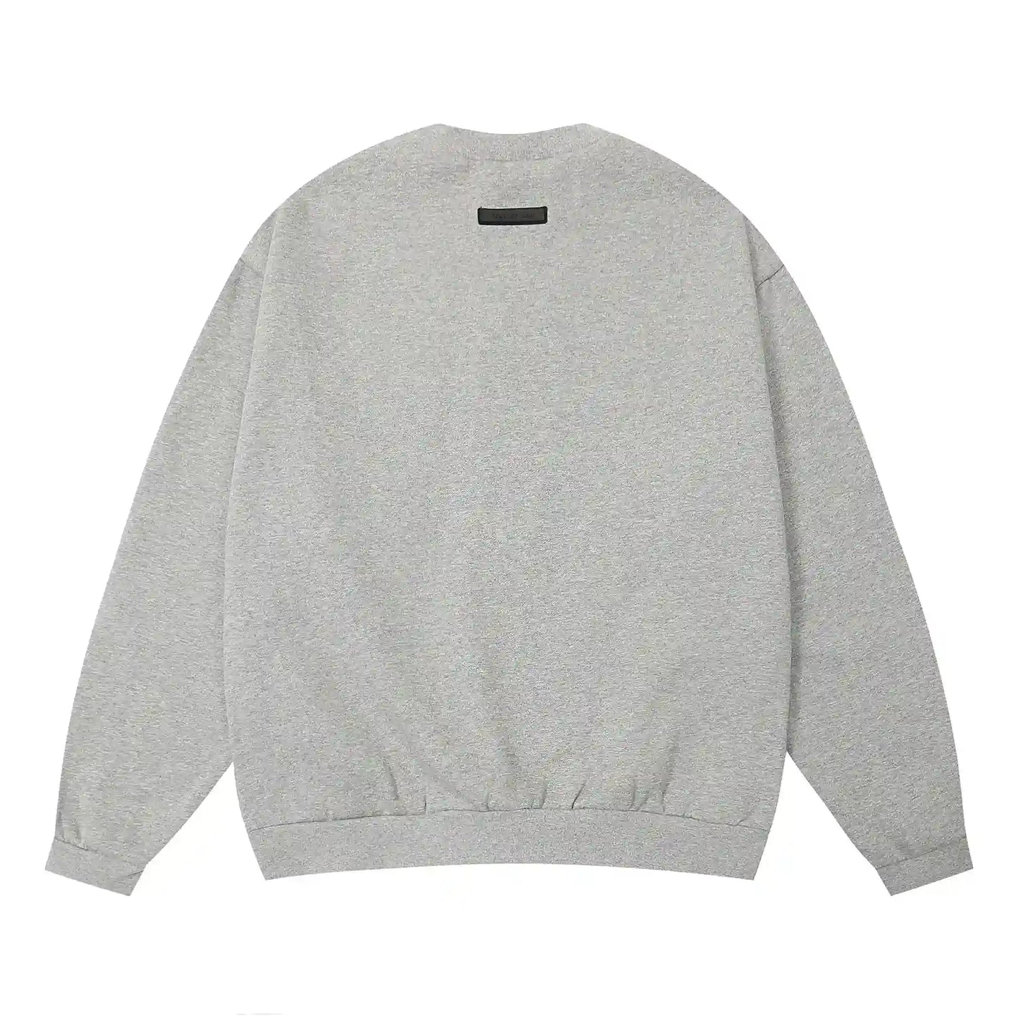 Dark heather oatmeal Essentials crewneck mock neckline and rib-knit cuff detail