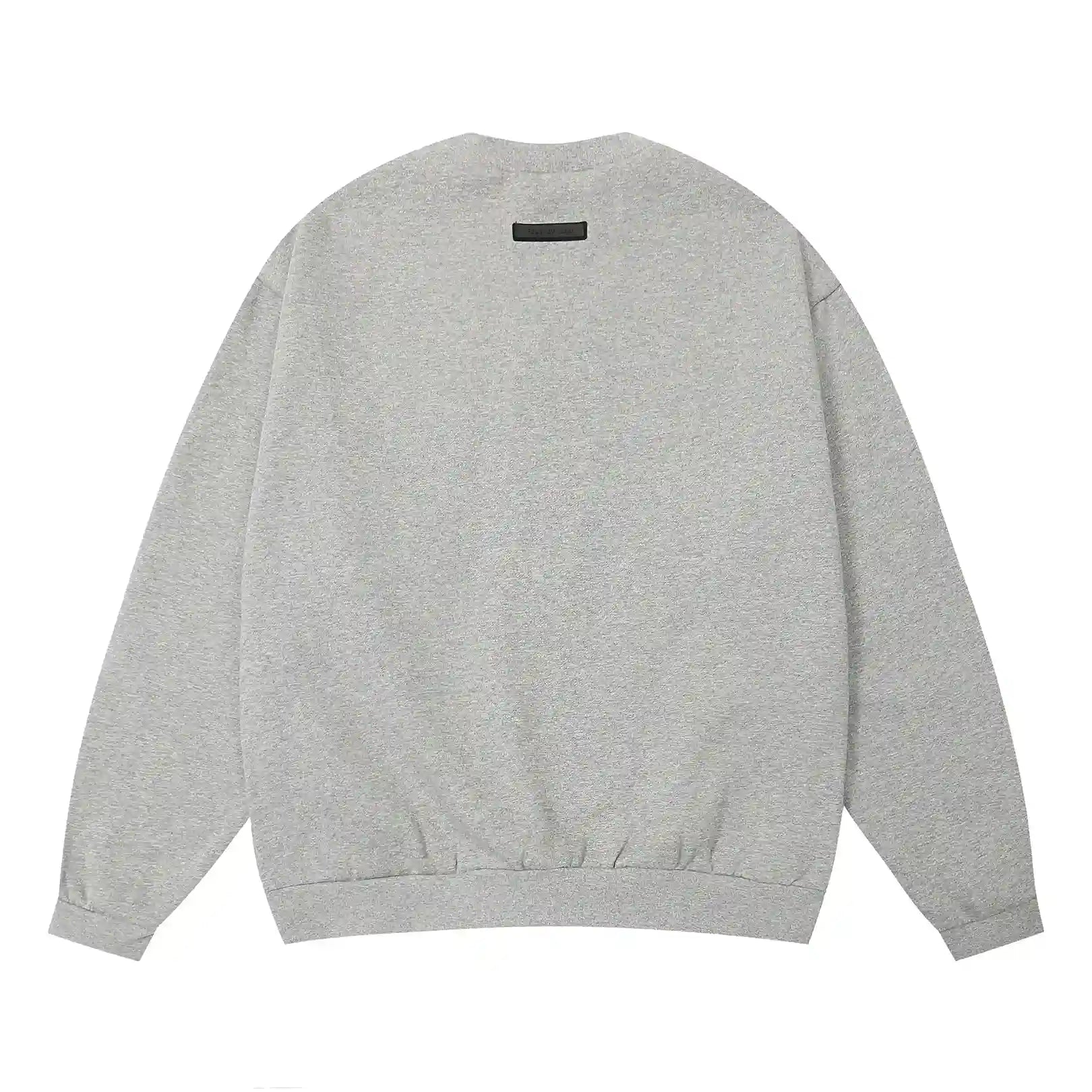 Dark heather oatmeal Essentials crewneck mock neckline and rib-knit cuff detail