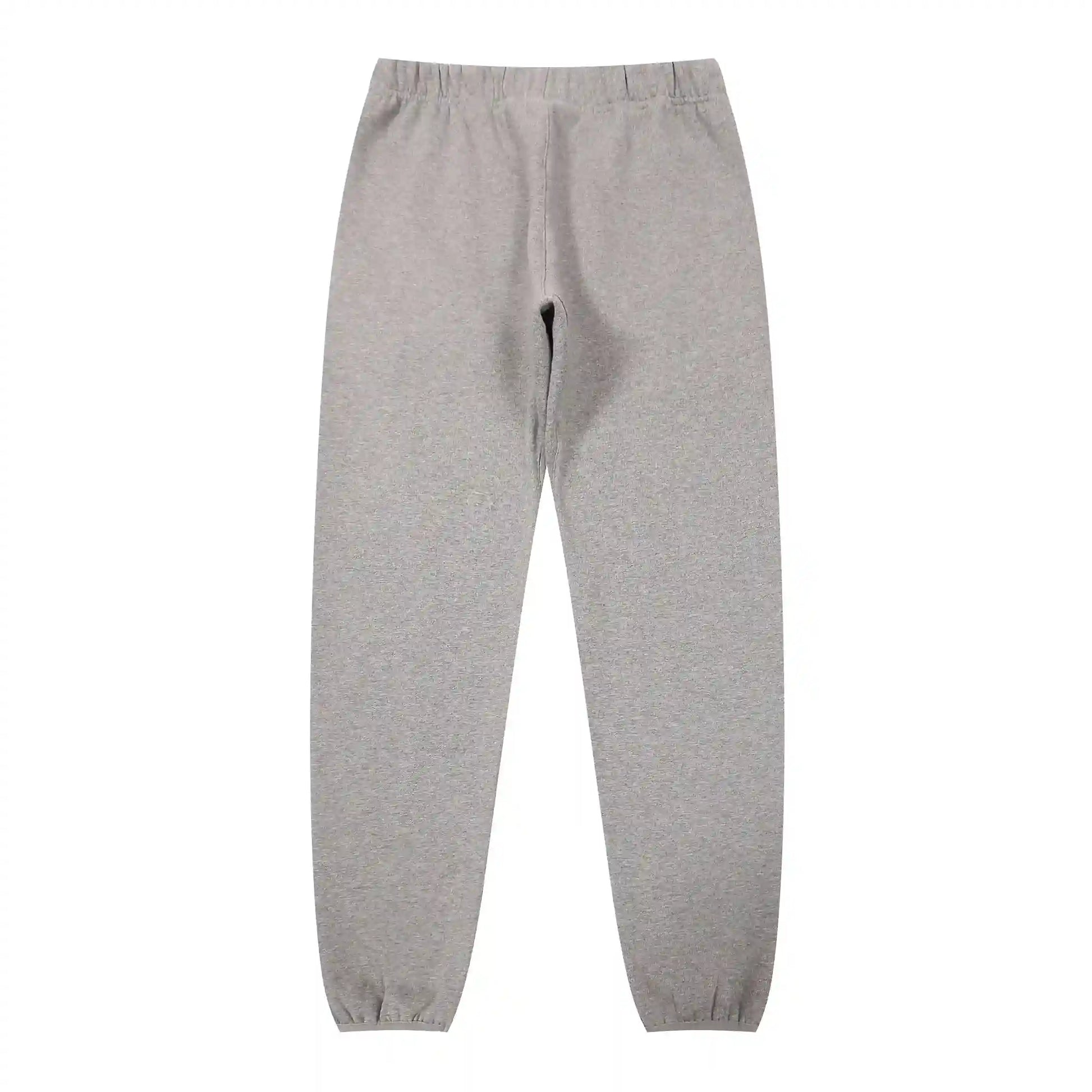 Fear of God Essentials dark heather oatmeal tracksuit back view crewneck and joggers