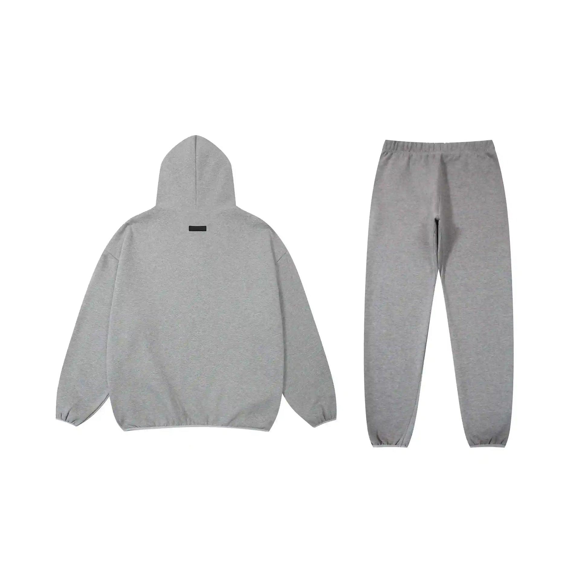 Essentials tracksuit dark heather oatmeal angled view relaxed fit set