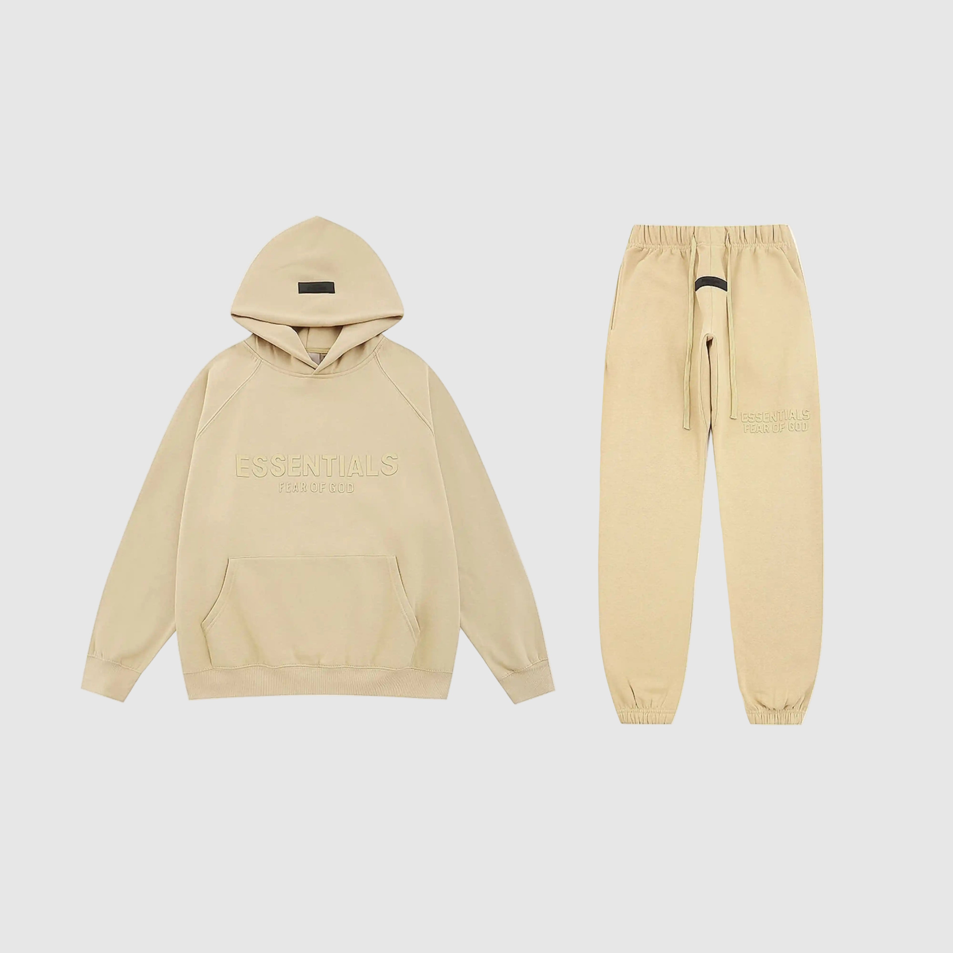 FEAR OF GOD Hooded ESSENTIALS Clothing Beige Long Sleeve Tracksuit 1