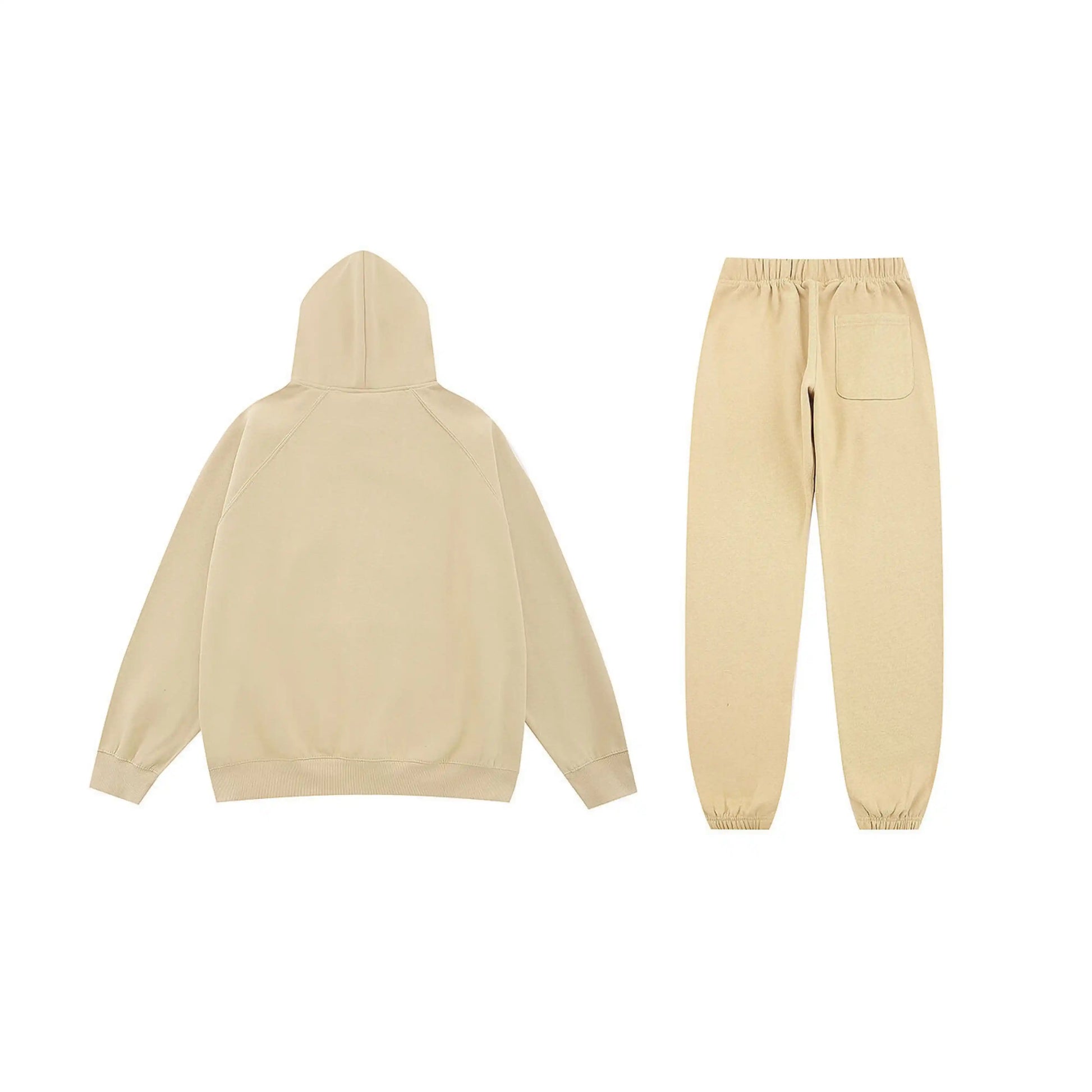 Essentials beige relaxed core fleece hoodie with soft interior detail by Fear Of God