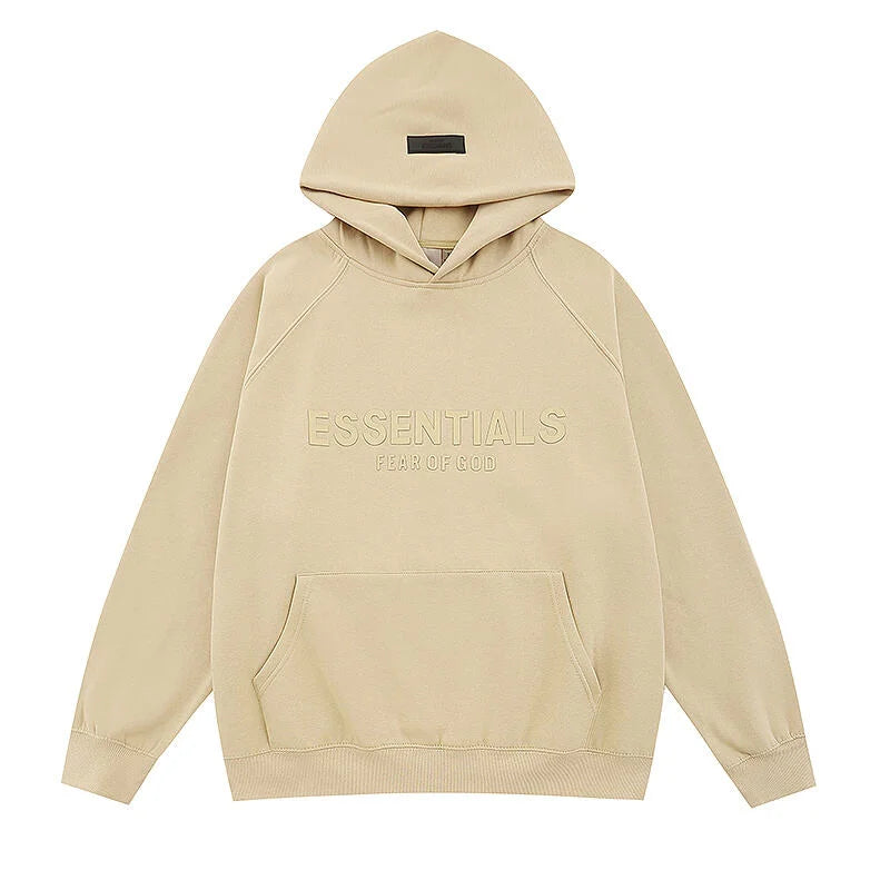 Essentials beige relaxed core fleece joggers with elastic waistband comfort by Fear Of God