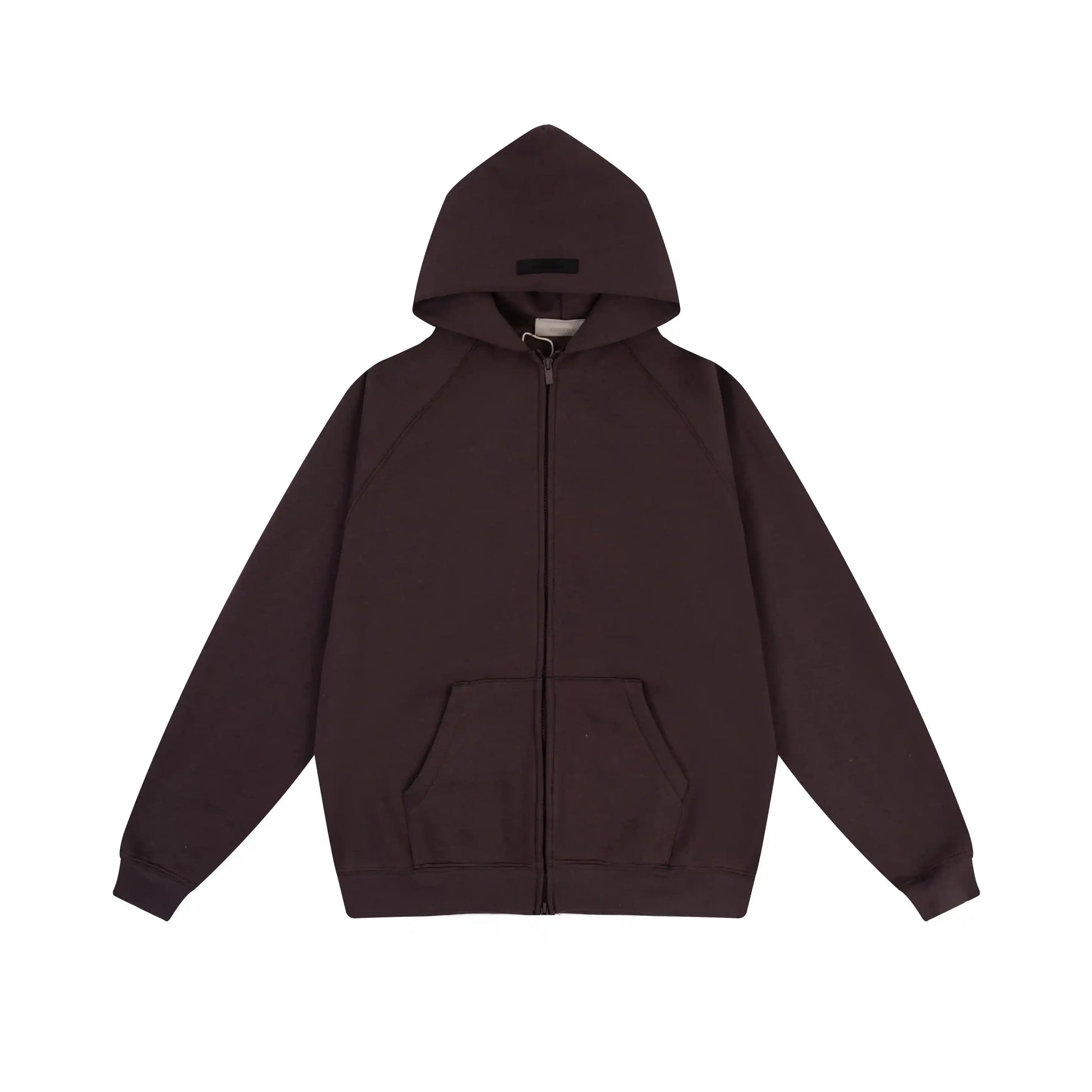 Congo brown Essentials hoodie center front rubberized black bar branding detail