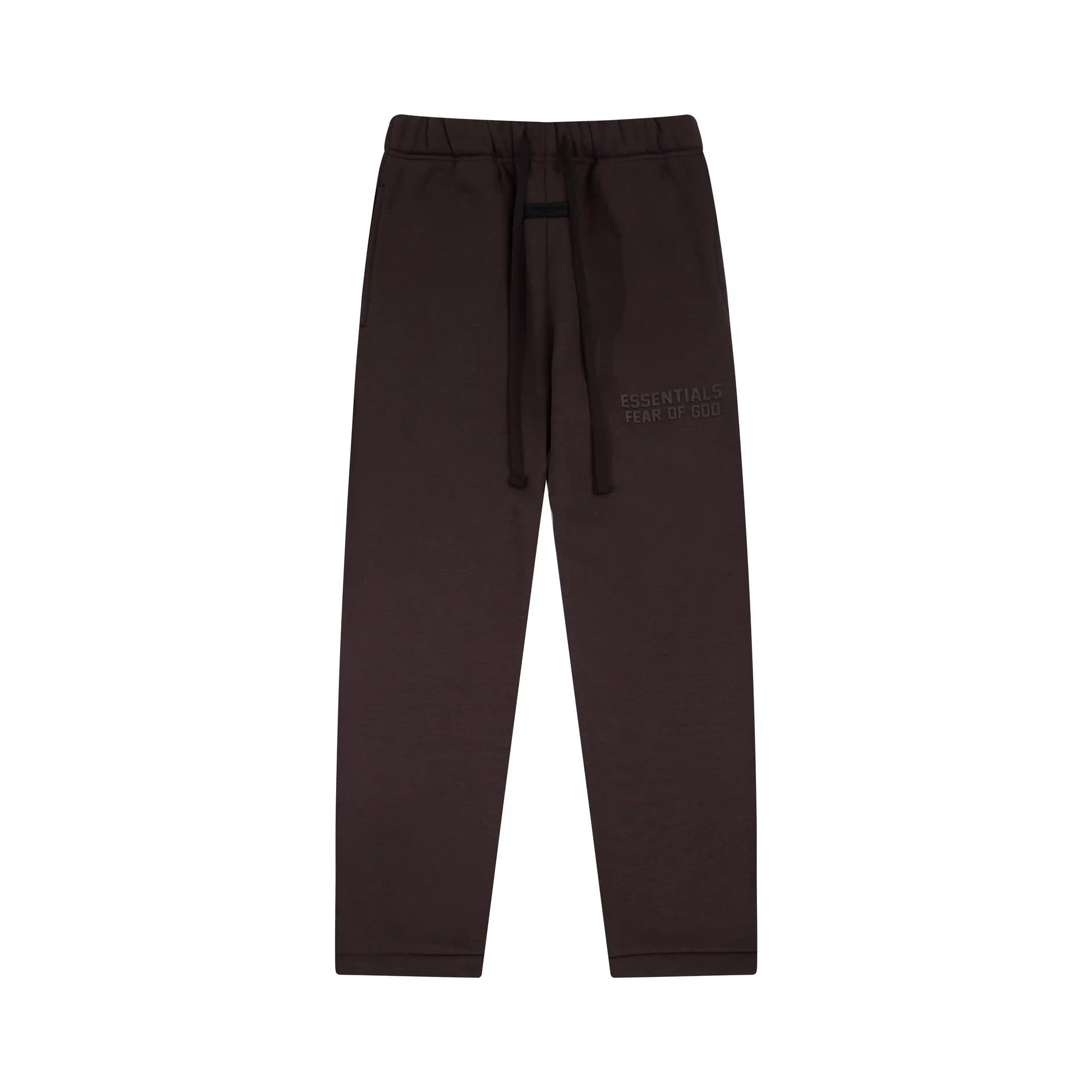 Congo brown Essentials joggers soft-touch rubberized logo on leg close-up