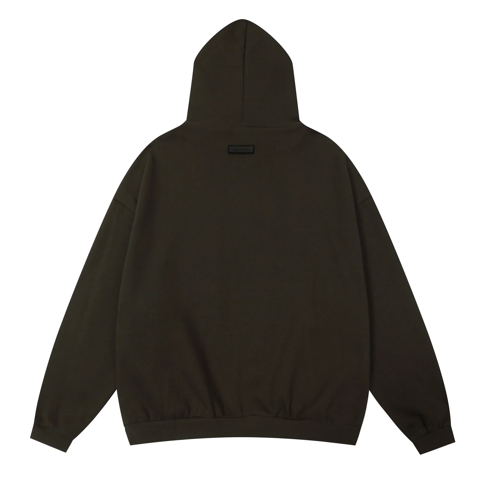 English walnut Essentials hood rubberized label detail close-up