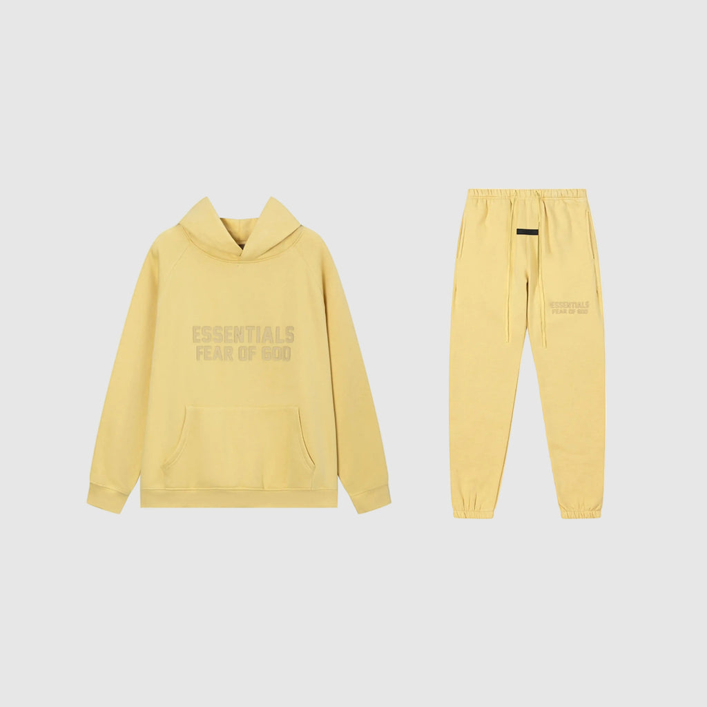 FEAR OF GOD Hooded ESSENTIALS Clothing Garden Yellow Long Sleeve Tracksuit 1