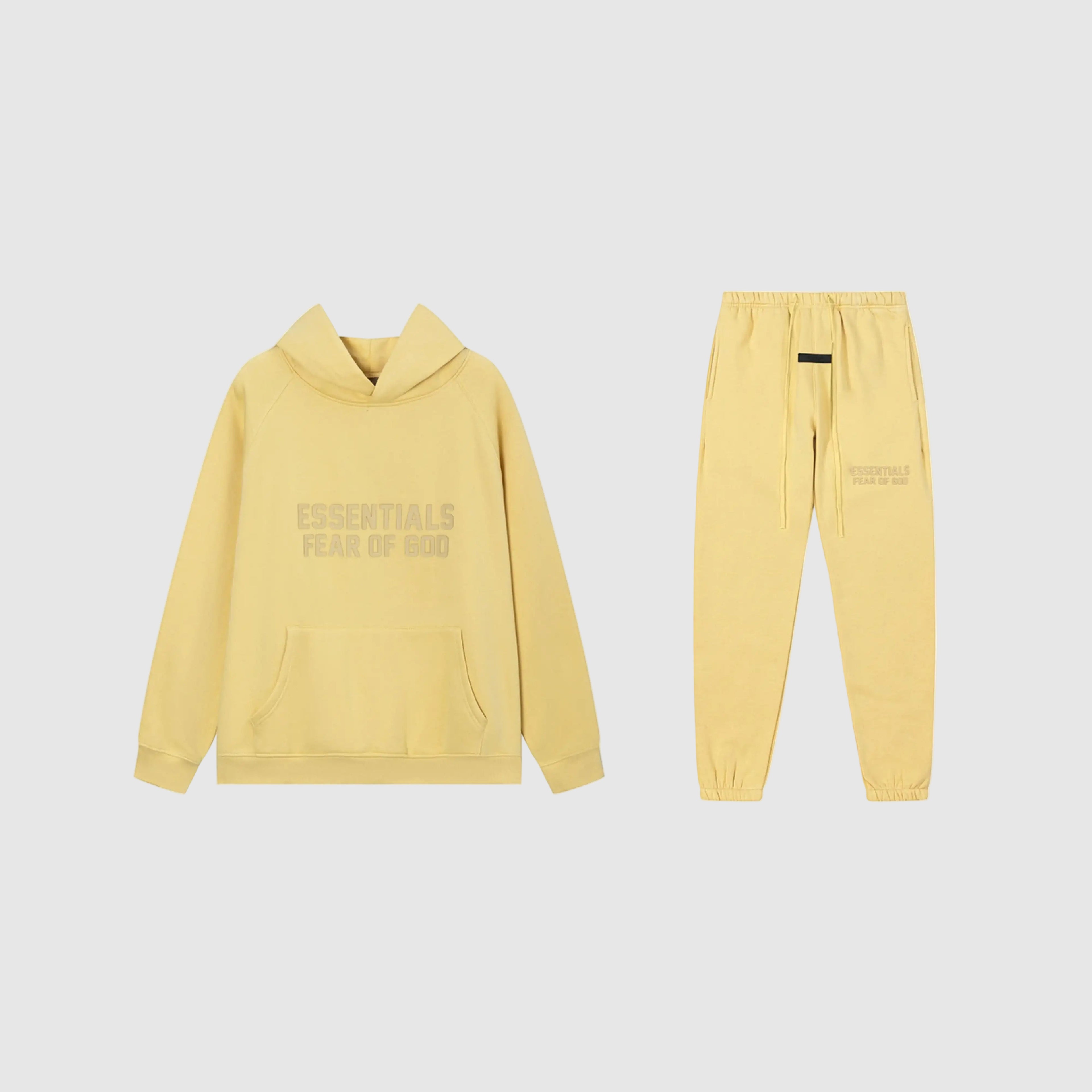 FEAR OF GOD Hooded ESSENTIALS Clothing Garden Yellow Long Sleeve Tracksuit 1