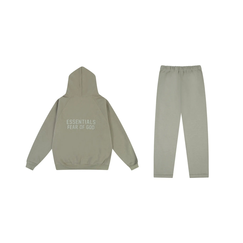 FEAR OF GOD Hooded ESSENTIALS Clothing Heathered Grey Long Sleeve Tracksuit 2