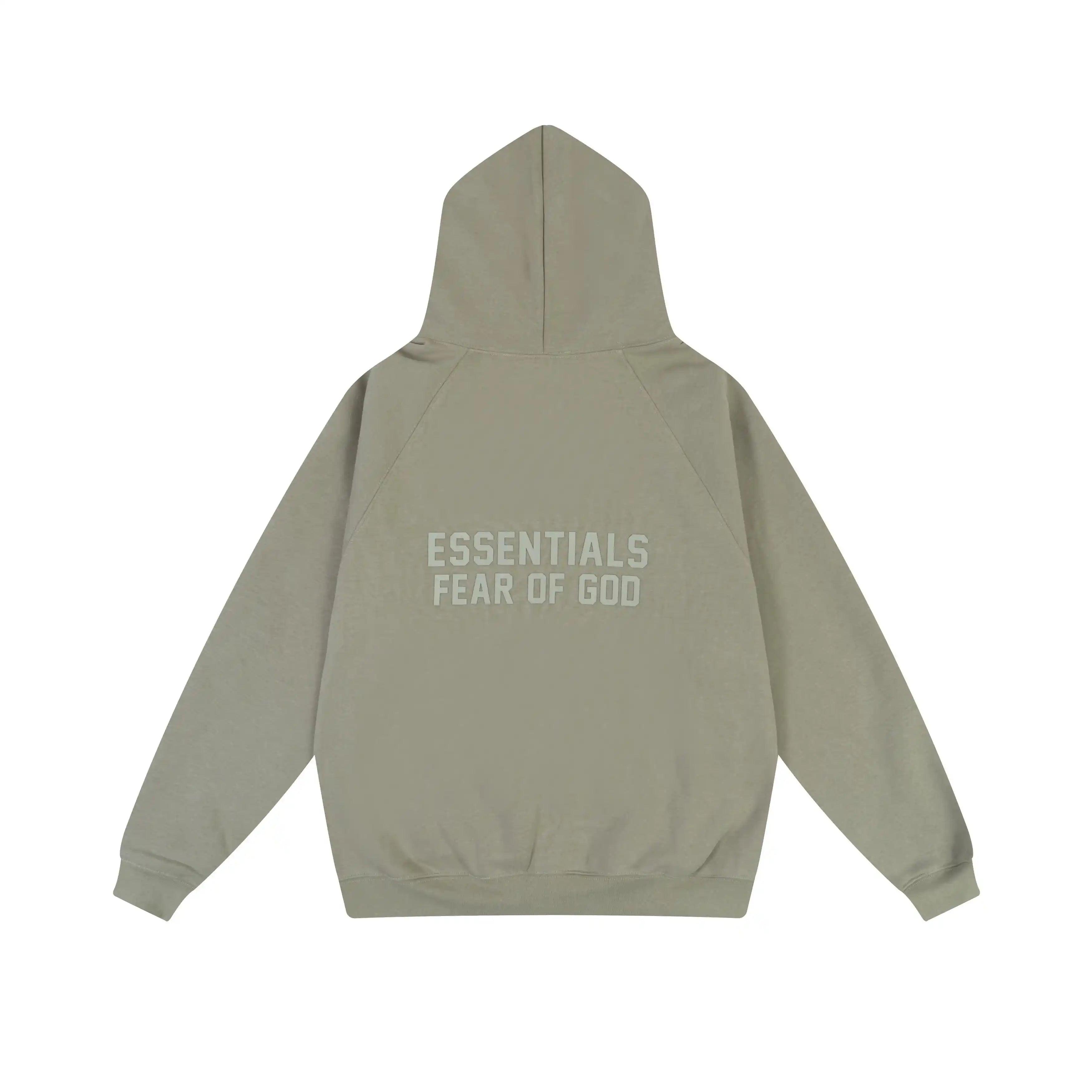 FEAR OF GOD Hooded ESSENTIALS Clothing Heathered Grey Long Sleeve Tracksuit 4