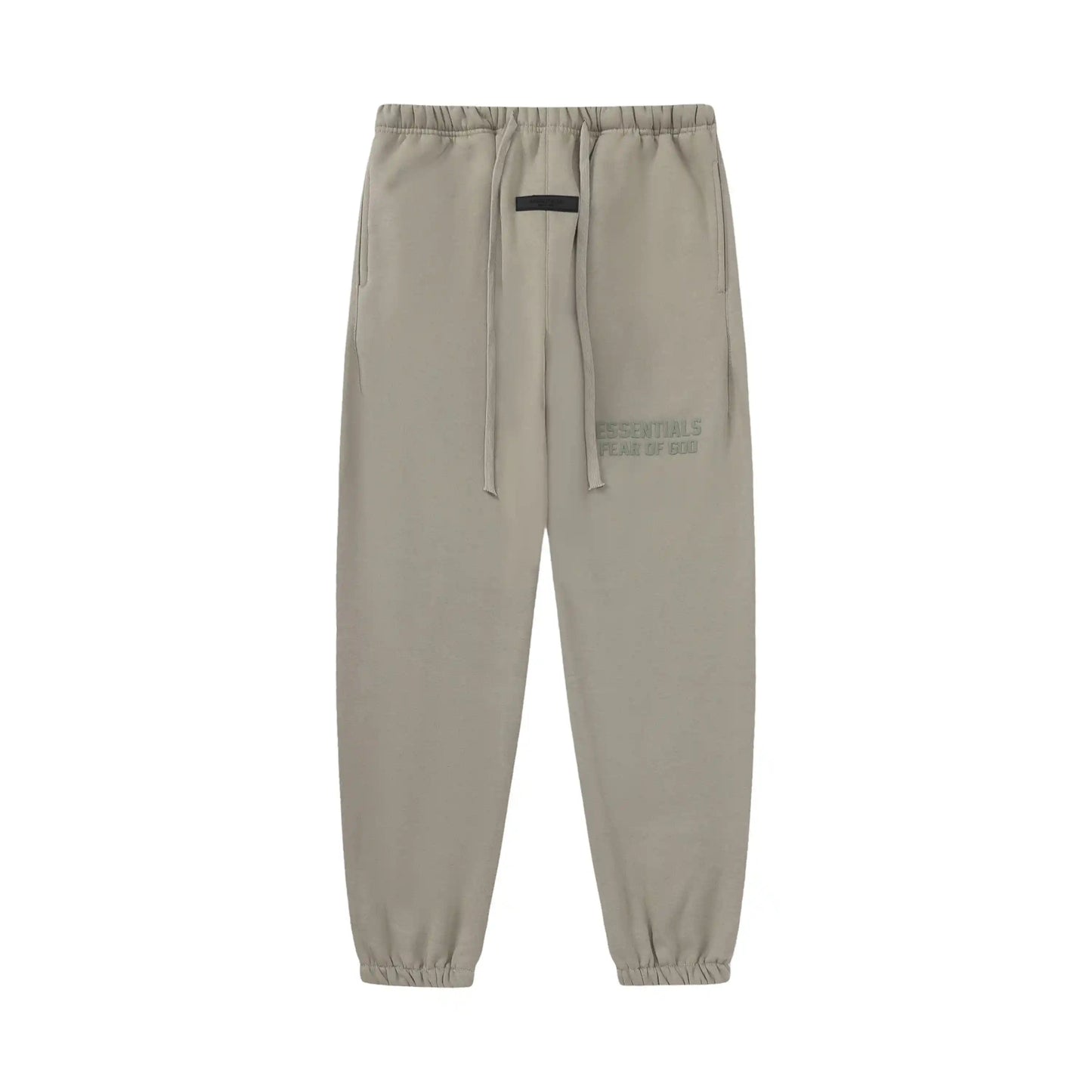 Back view of Essentials heathered grey urban comfort fleece tracksuit set by Fear Of God