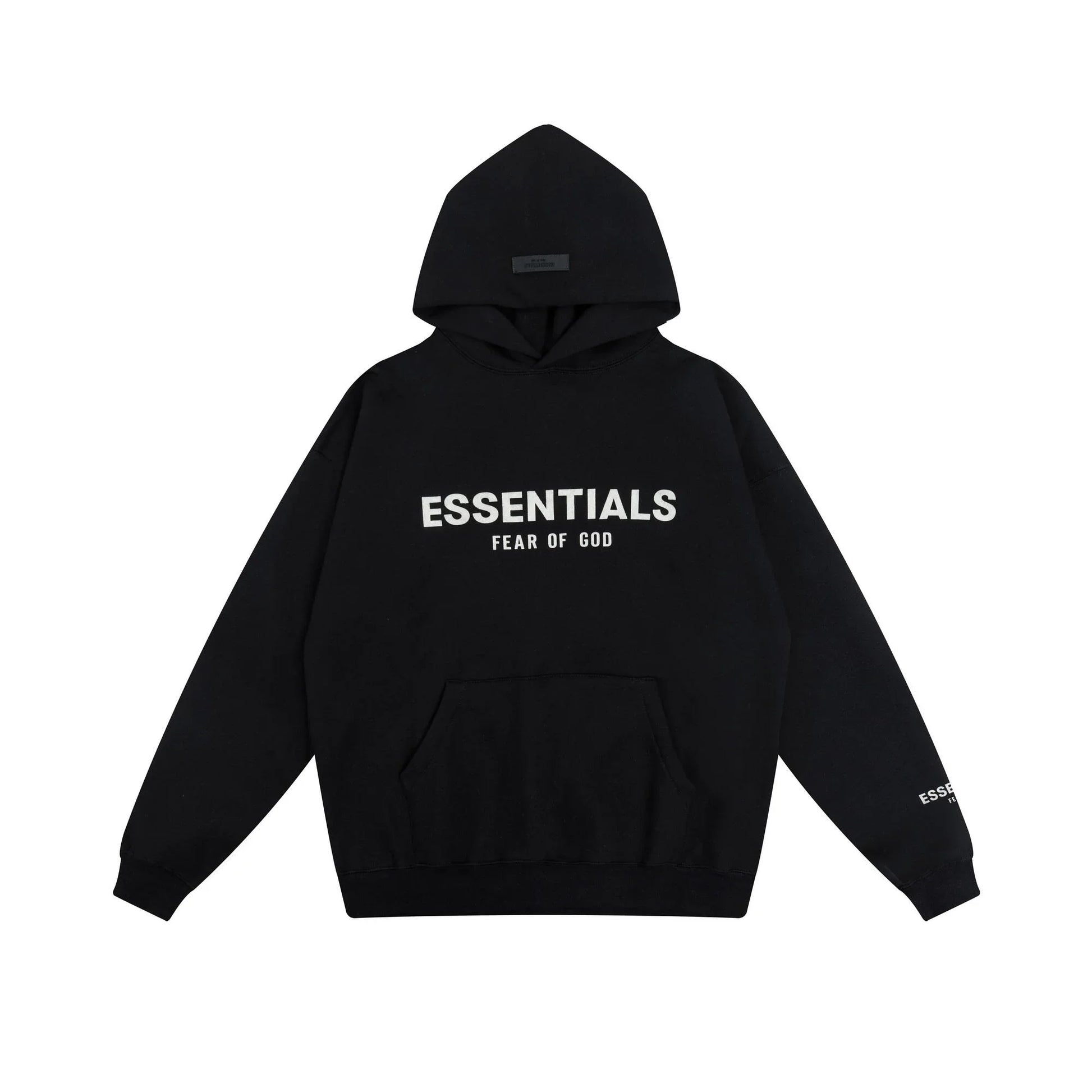 Essentials black everyday casual fleece joggers with elastic waistband comfort by Fear Of God