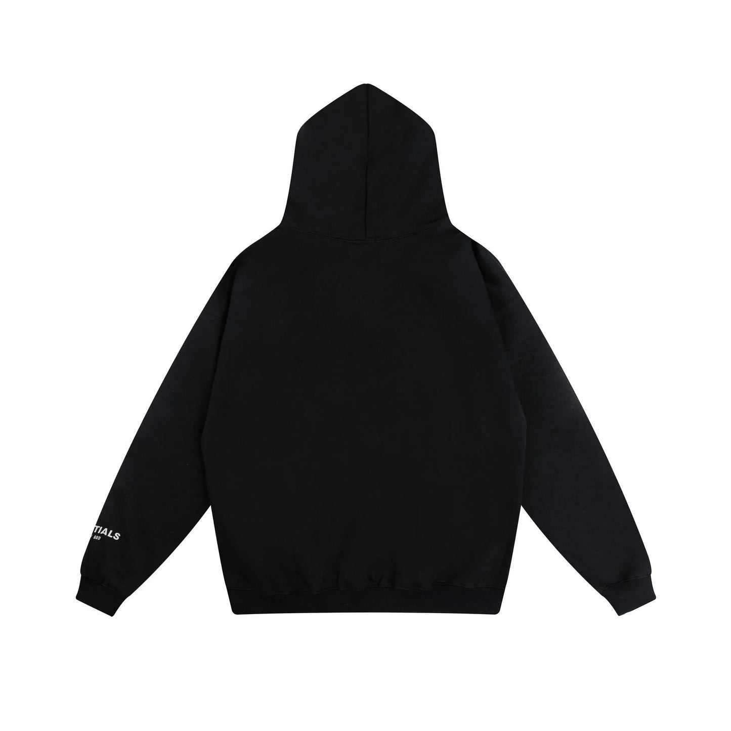 Design details of Essentials black everyday casual fleece tracksuit by Fear Of God