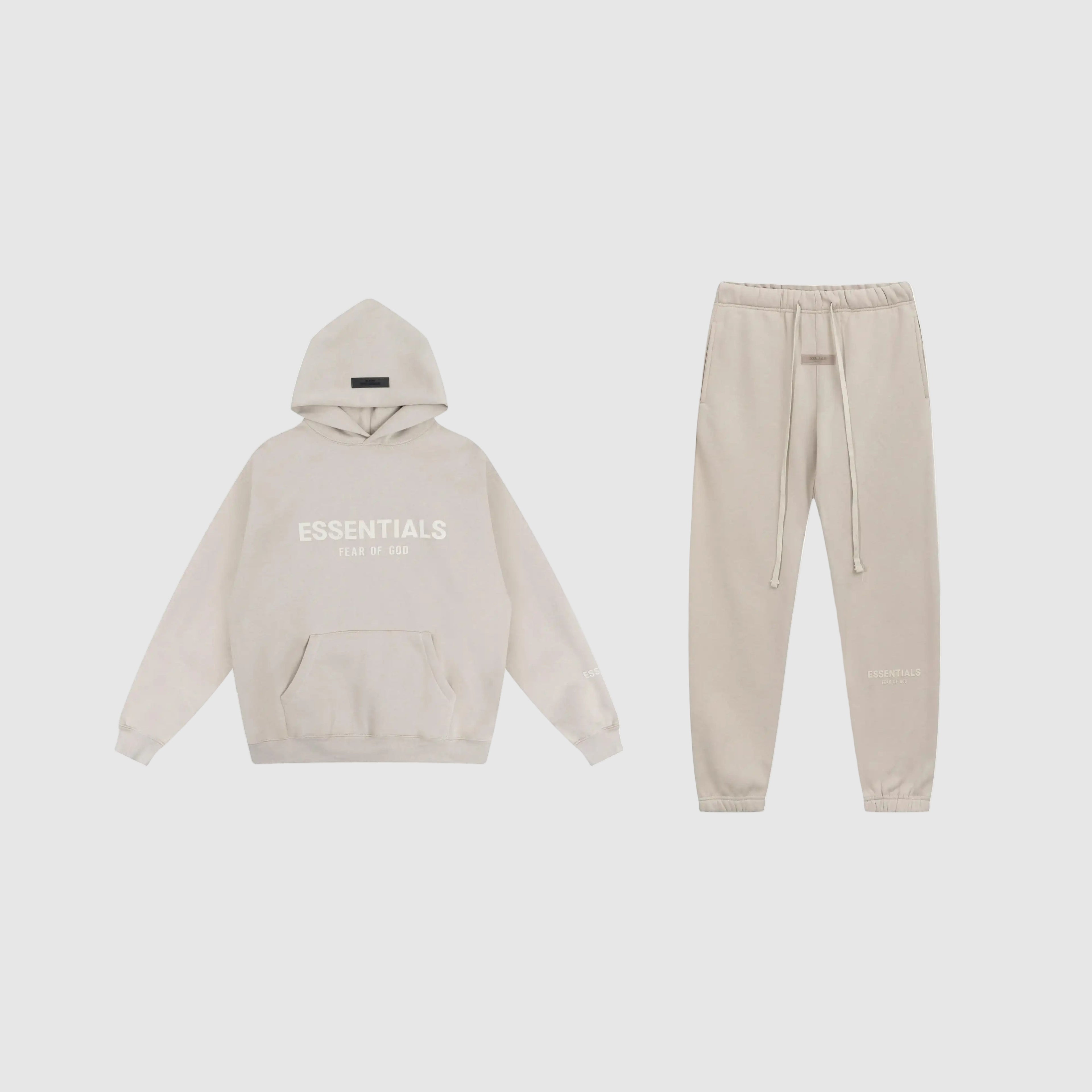 FEAR OF GOD Pure Light ESSENTIALS Clothing Oatmeal Long Sleeve Tracksuit 1