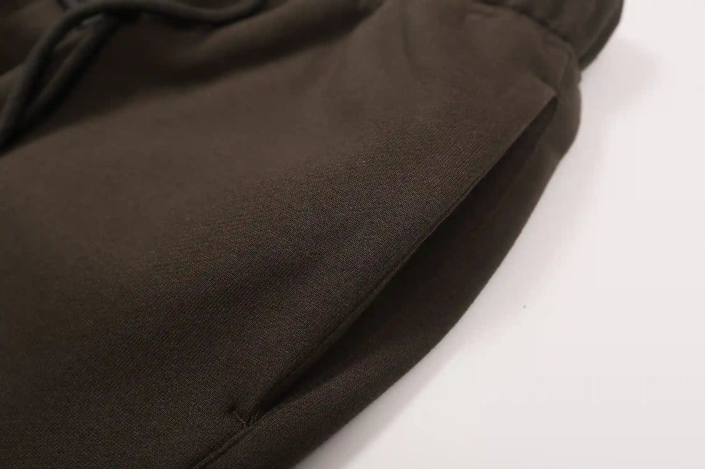 English walnut heavyweight fleece fabric texture close-up essentials tracksuit