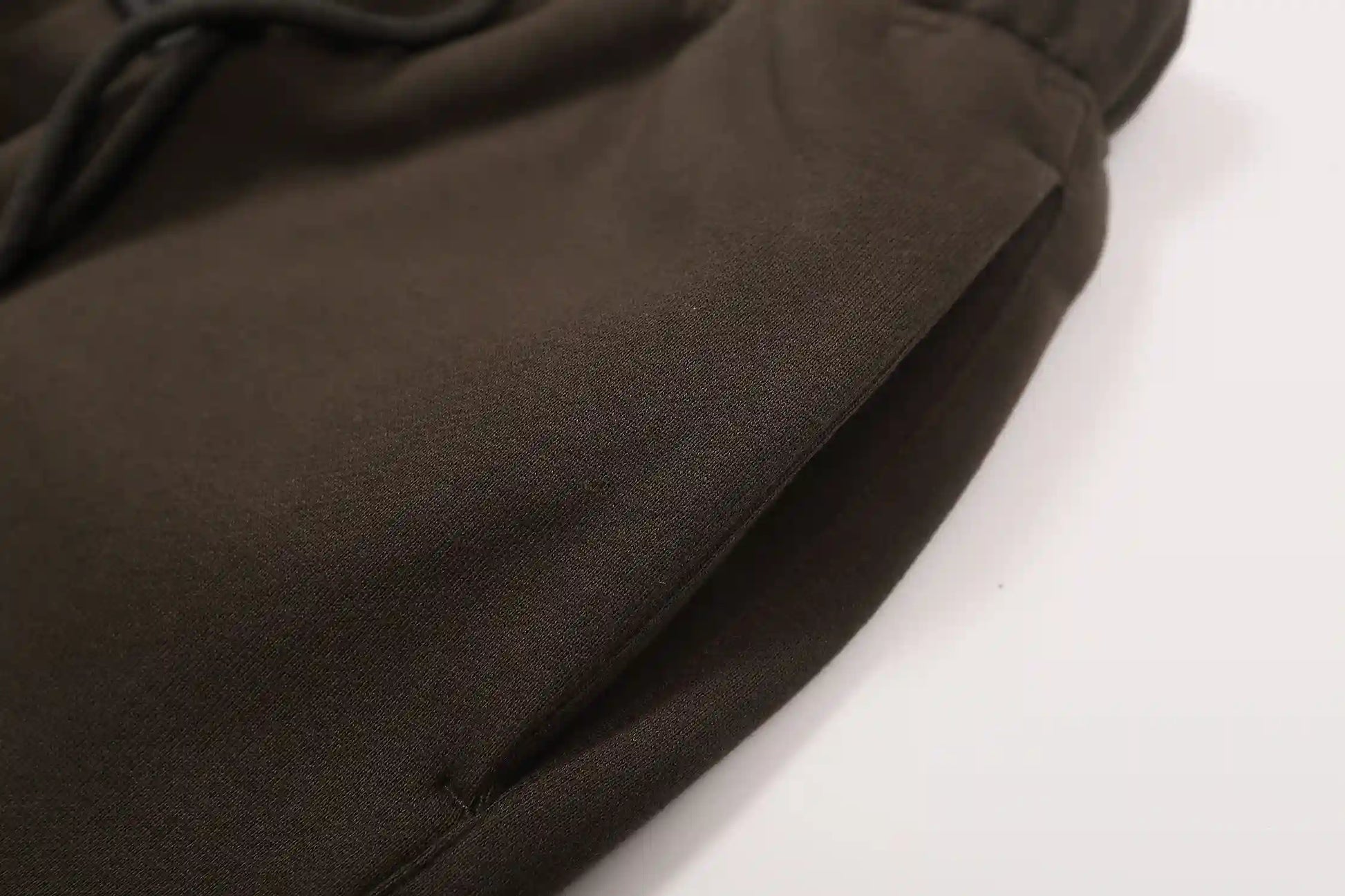 English walnut heavyweight fleece fabric texture close-up essentials tracksuit