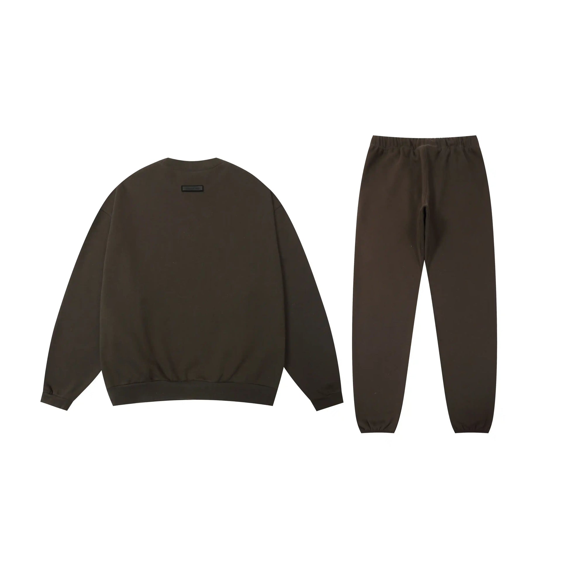 Essentials tracksuit english walnut angled view relaxed fit crewneck set