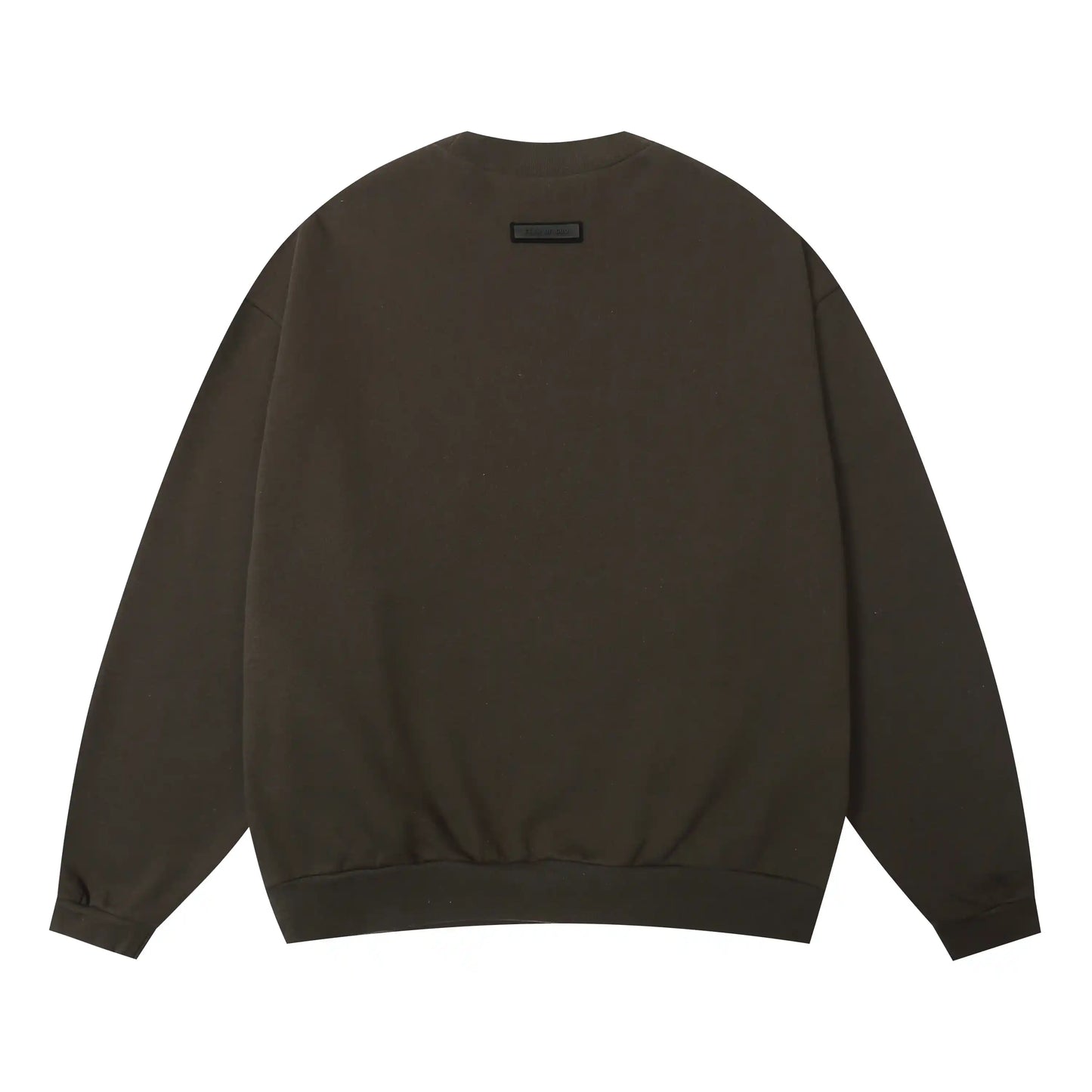 English walnut Essentials crewneck mock neckline and rib-knit cuff detail