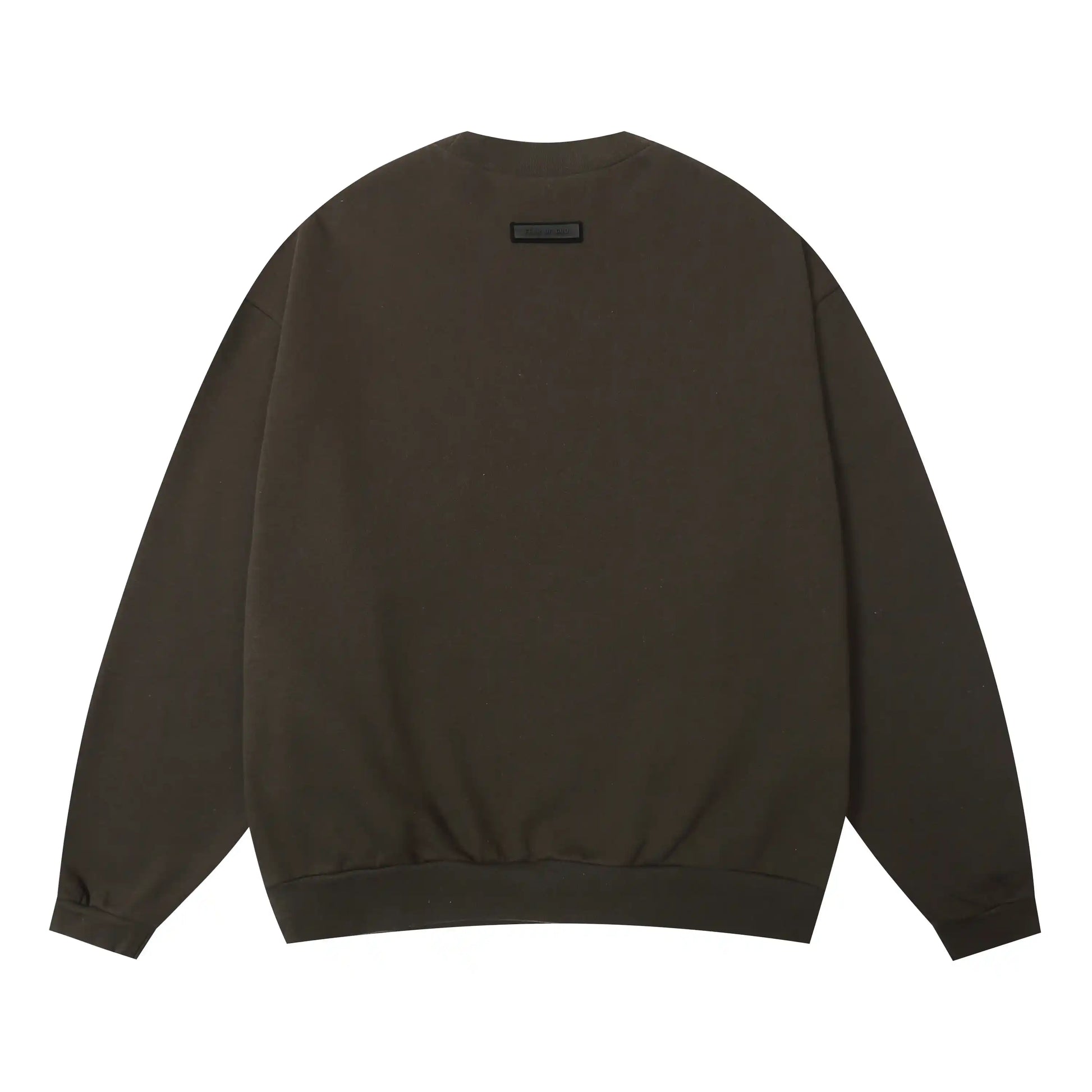 English walnut Essentials crewneck mock neckline and rib-knit cuff detail