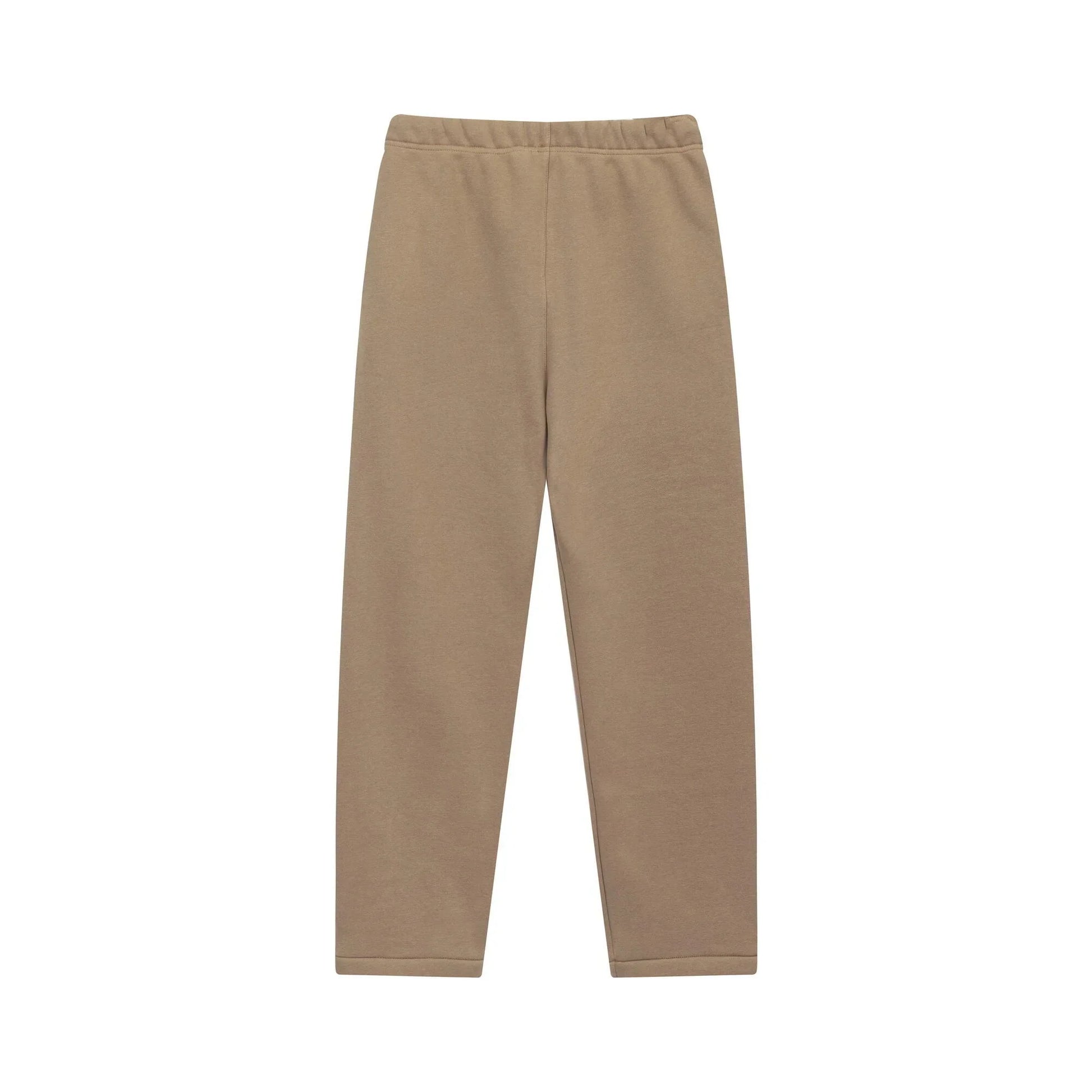 Fear of God Essentials dark beige tracksuit back view hoodie and joggers