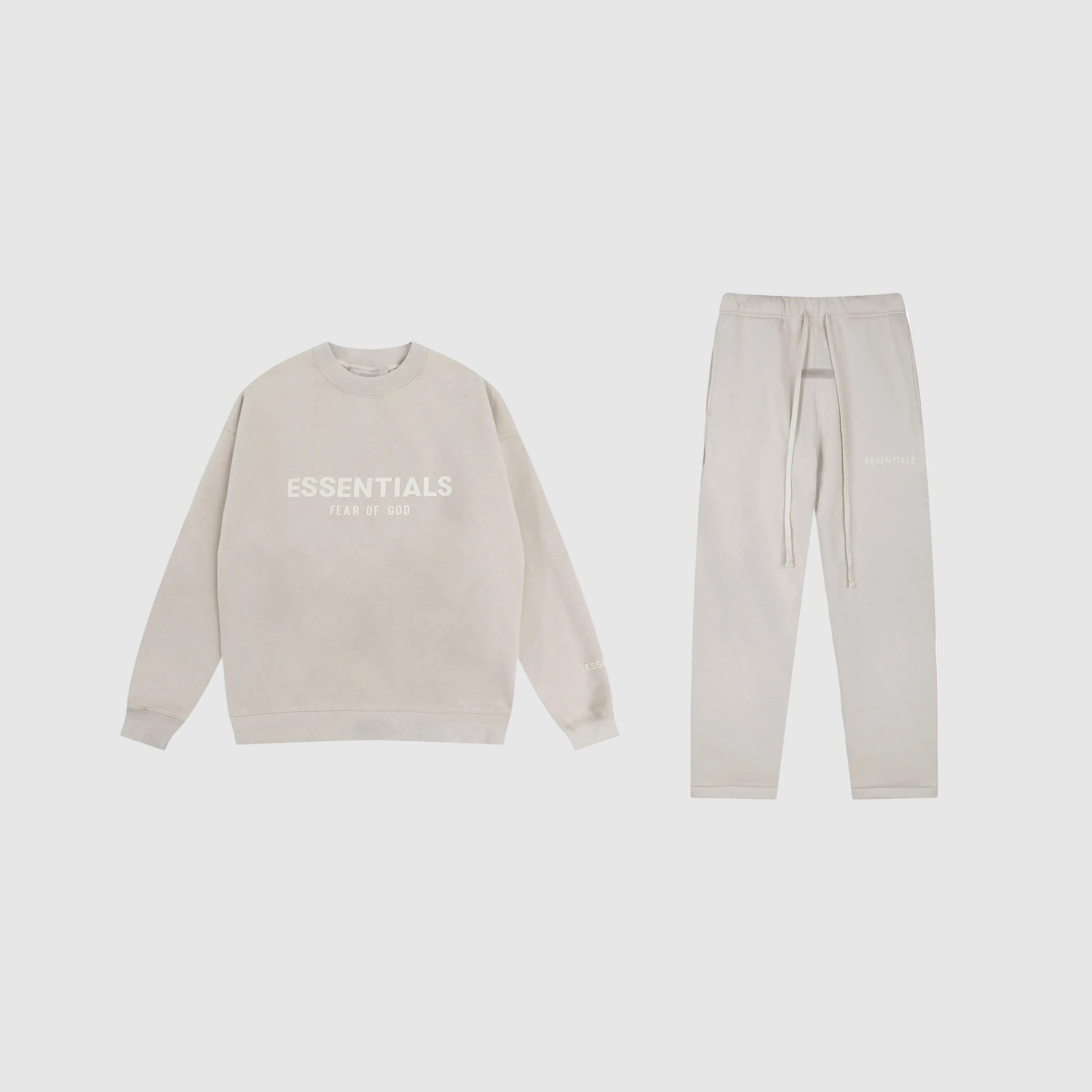 FEAR OF GOD Sweatshirt ESSENTIALS Clothing Oatmeal Long Sleeve Tracksuit 1