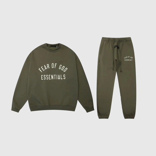 Essentials hemlock relaxed comfort fleece tracksuit set with relaxed fit by Fear Of God