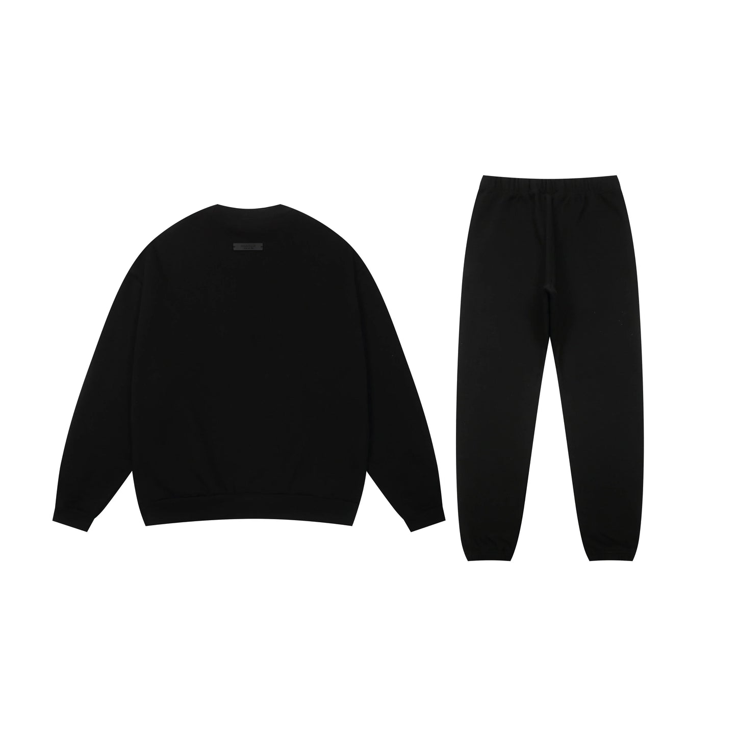 Essentials tracksuit black full set angled view relaxed fit