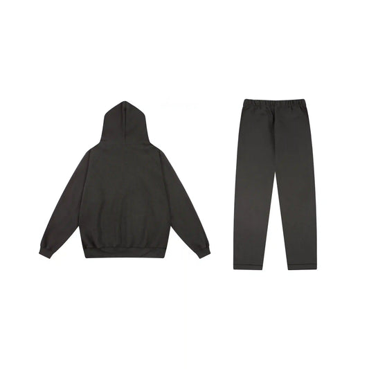 Essentials tracksuit black full set angled view relaxed fit