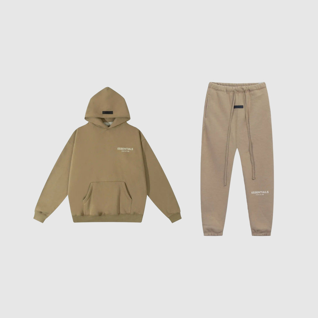 FOG ESSENTIALS Clothing Dark Beige Hooded Tracksuit 1