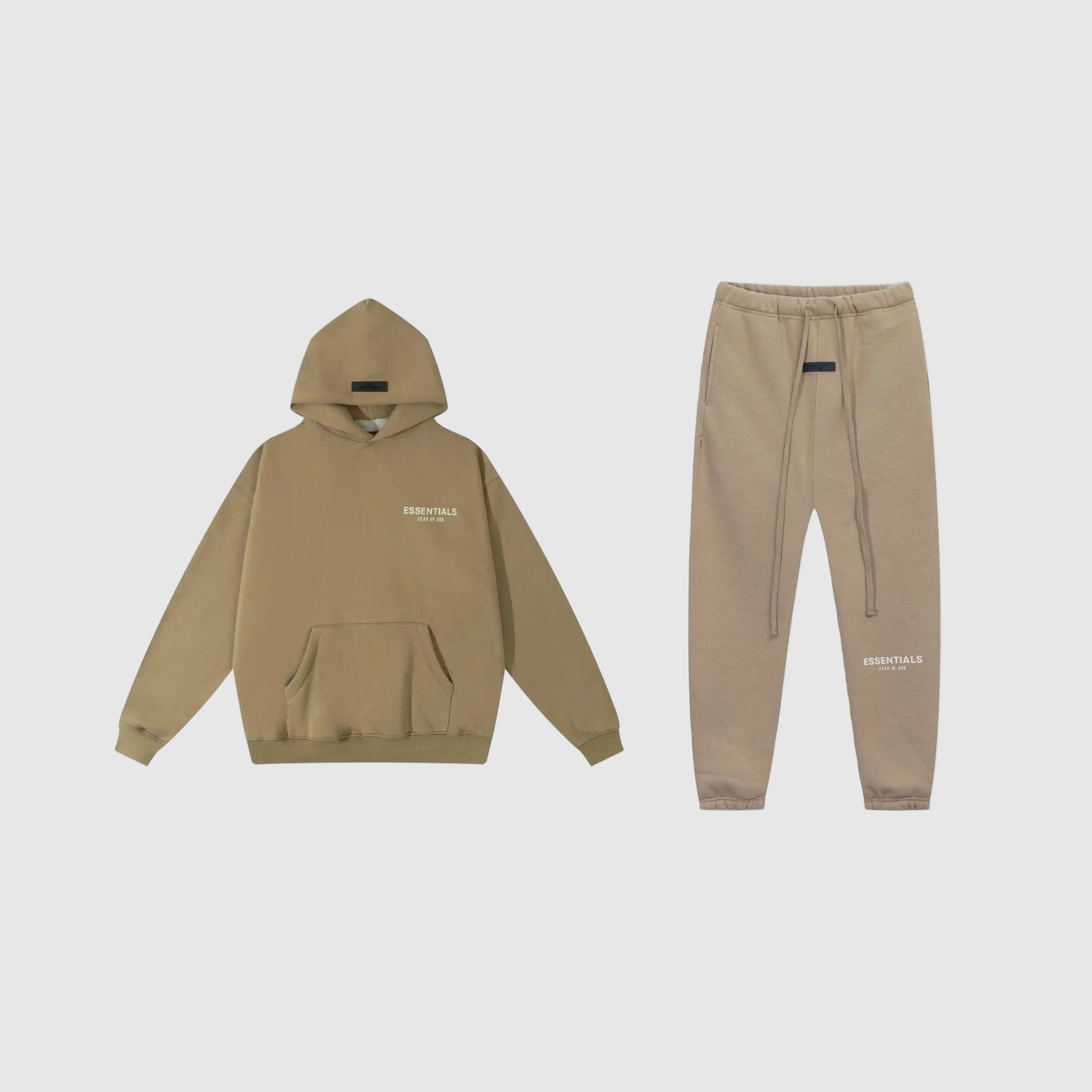 FOG ESSENTIALS Clothing Dark Beige Hooded Tracksuit 1