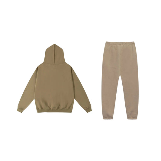 Essentials tracksuit dark beige angled view relaxed fit set
