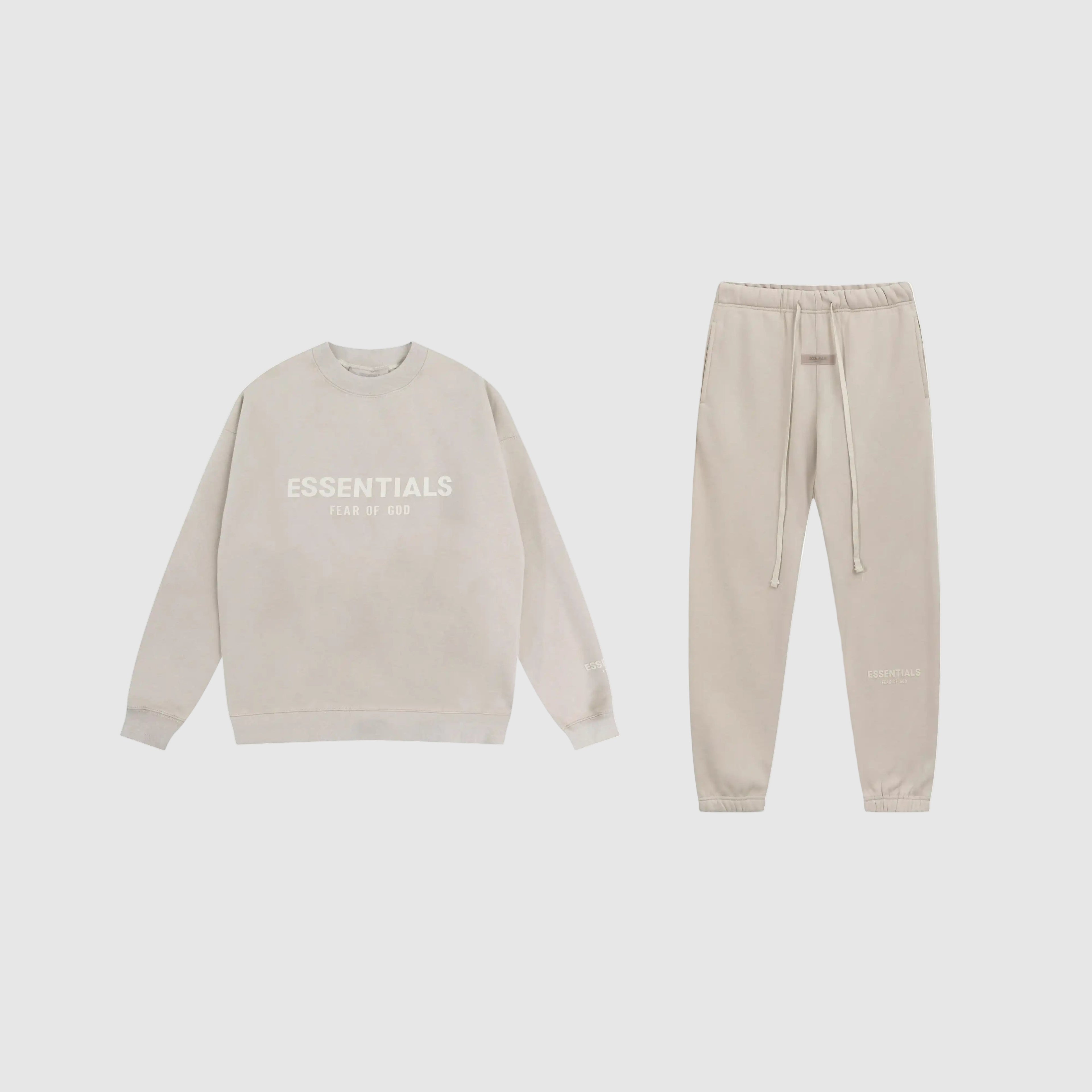 FOG ESSENTIALS Clothing Oatmeal Long Sleeve Sweatshirt Tracksuit 1