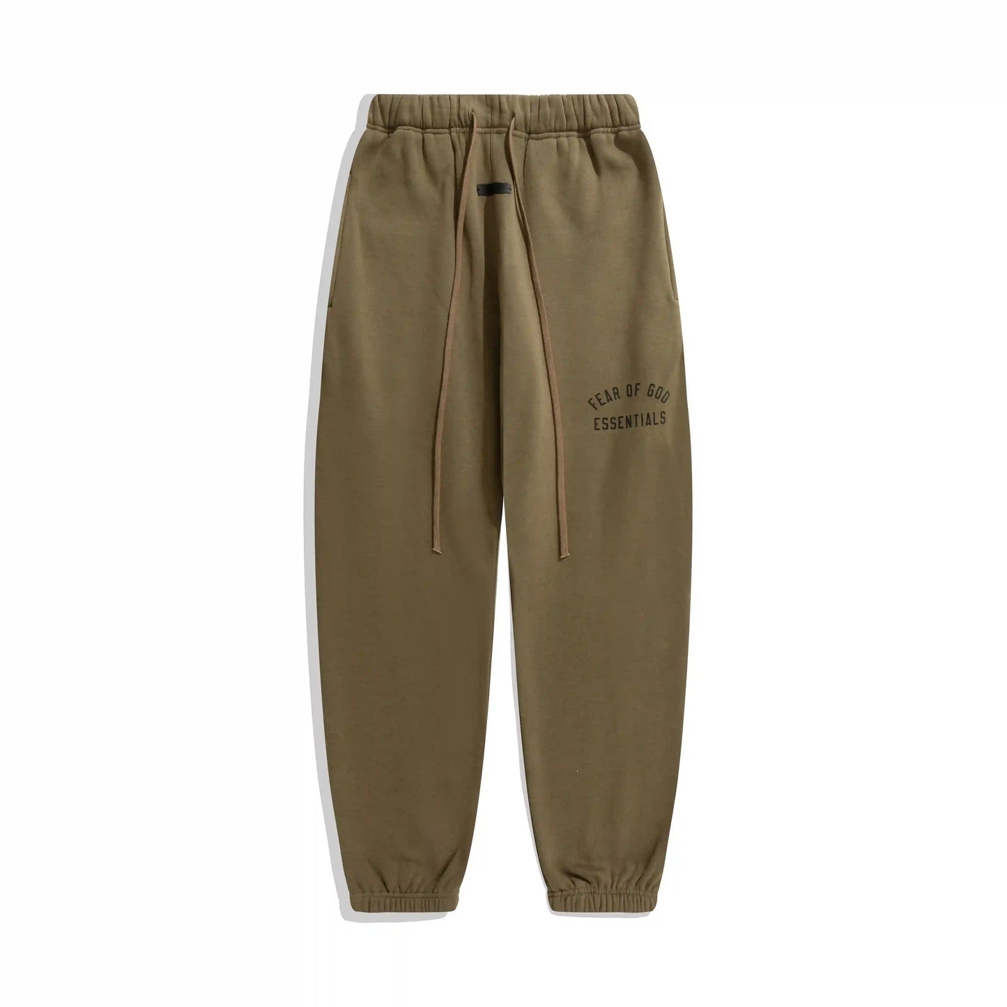 Back view of Essentials woodland relaxed fleece tracksuit set by Fear Of God

