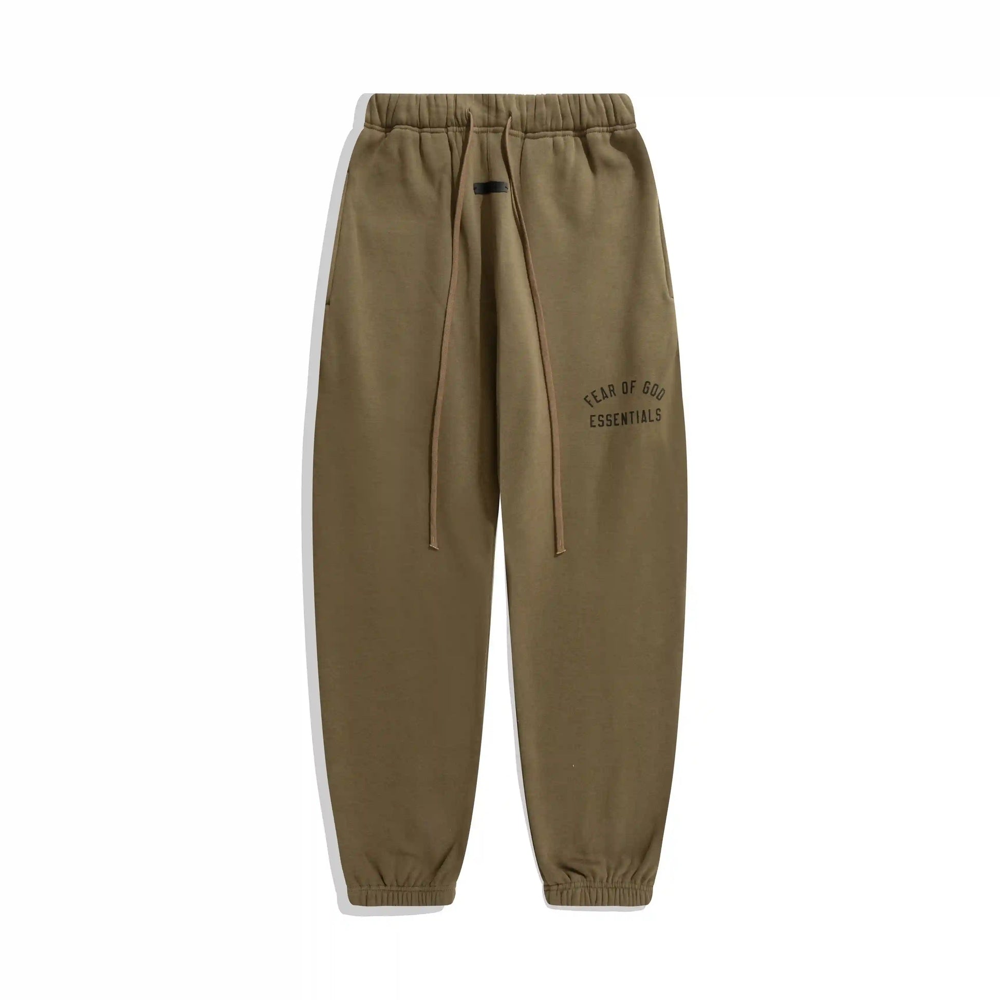 Back view of Essentials woodland relaxed fleece tracksuit set by Fear Of God

