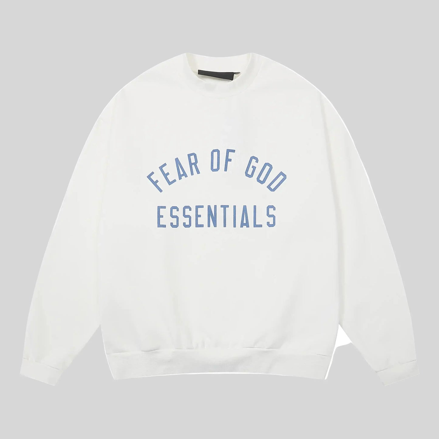 Fear of God Essentials cloud dance crewneck sweatshirt front view core fleece