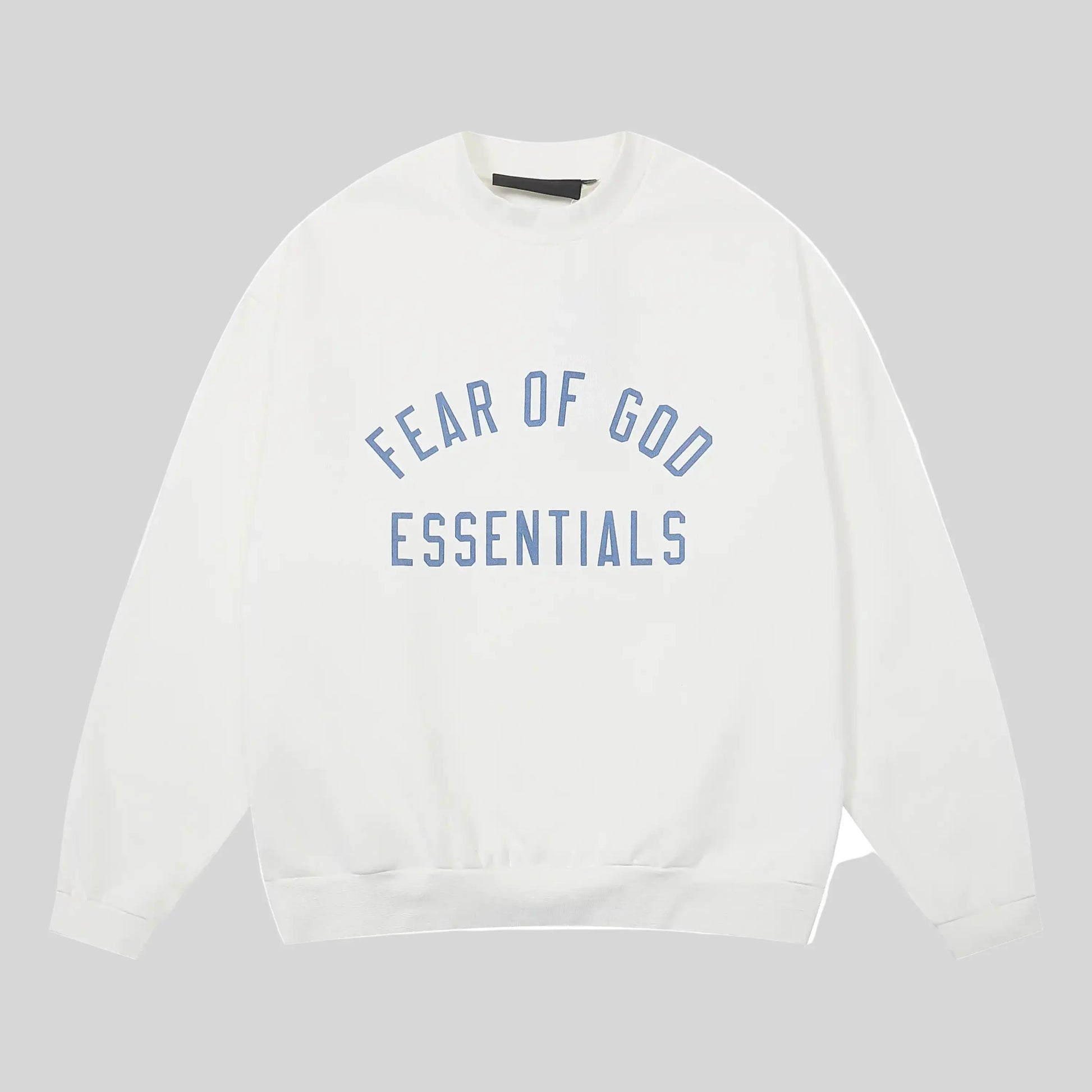 Fear of God Essentials cloud dance crewneck sweatshirt front view core fleece